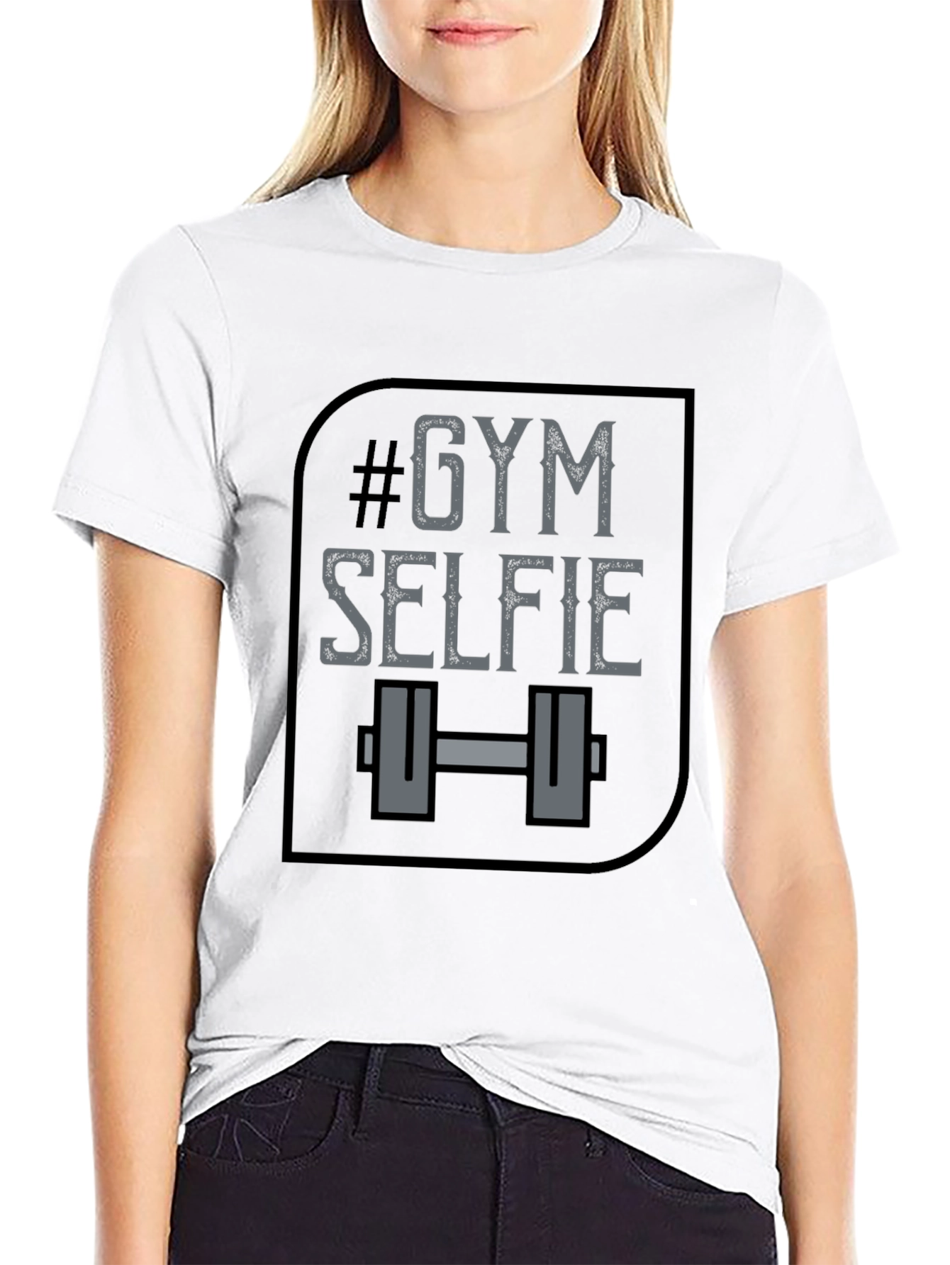 Gym Selfie Graphic Tee - Black