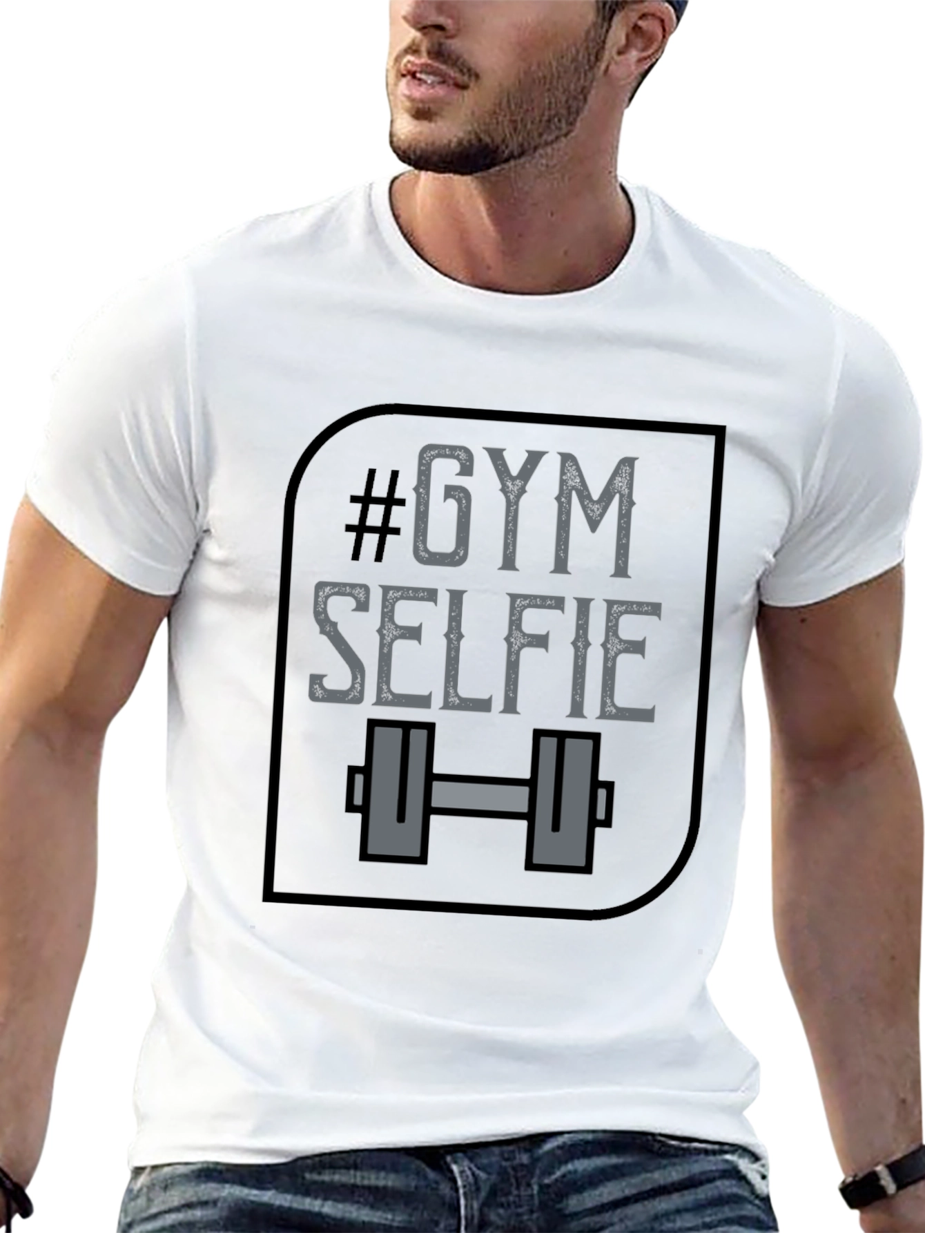Gym Selfie Graphic Tee - Black