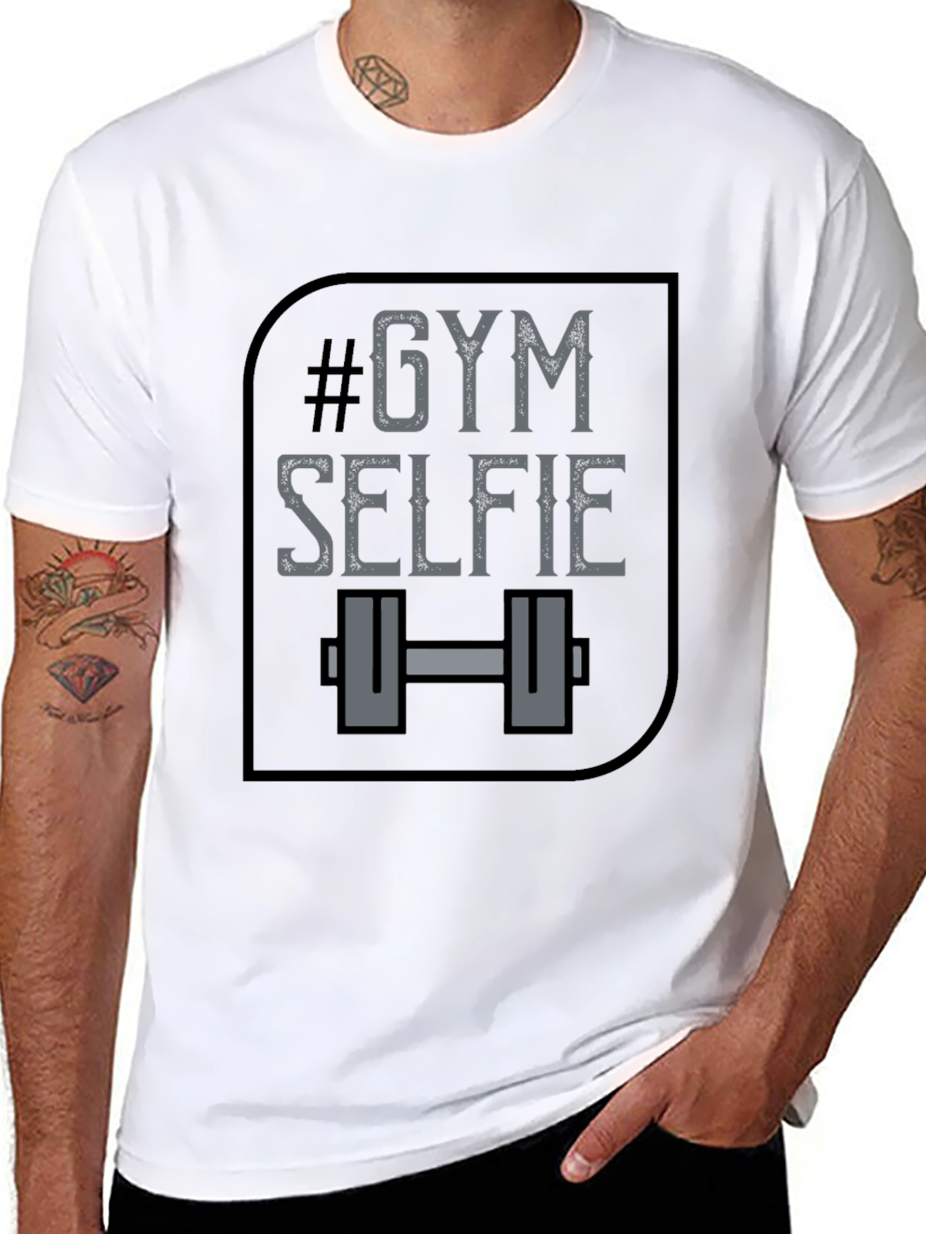 Gym Selfie Graphic Tee - Black