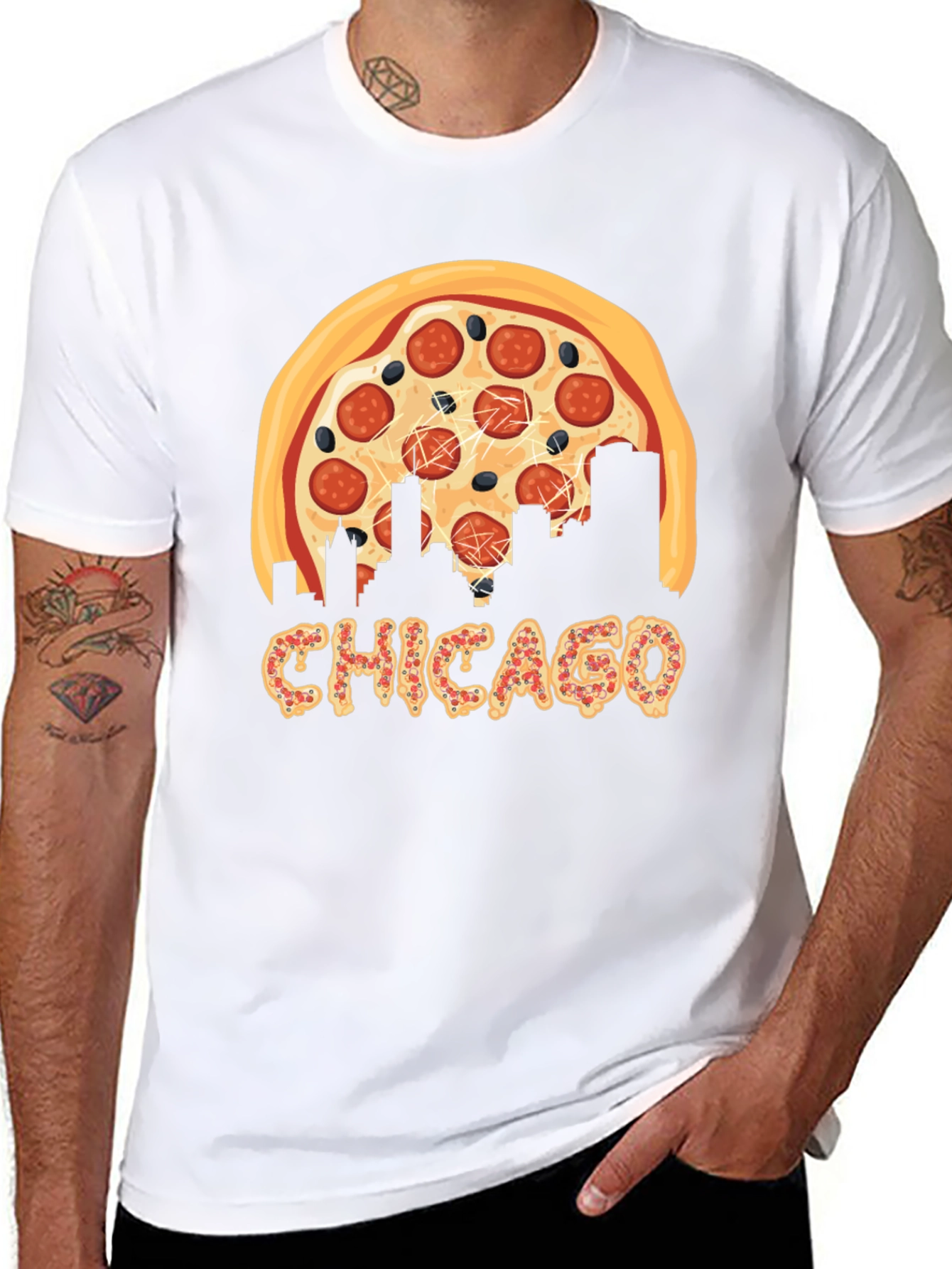 Chicago Pizza Skyline Graphic T-Shirt