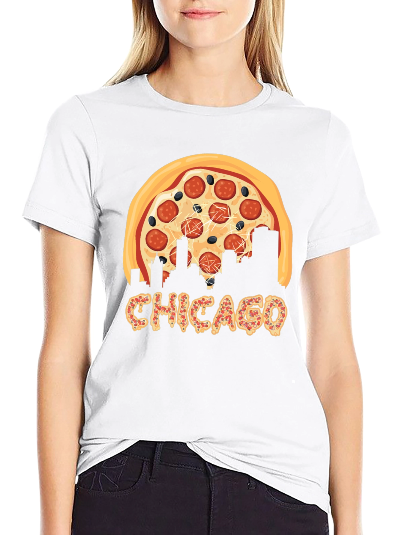 Chicago Pizza Skyline Graphic T-Shirt