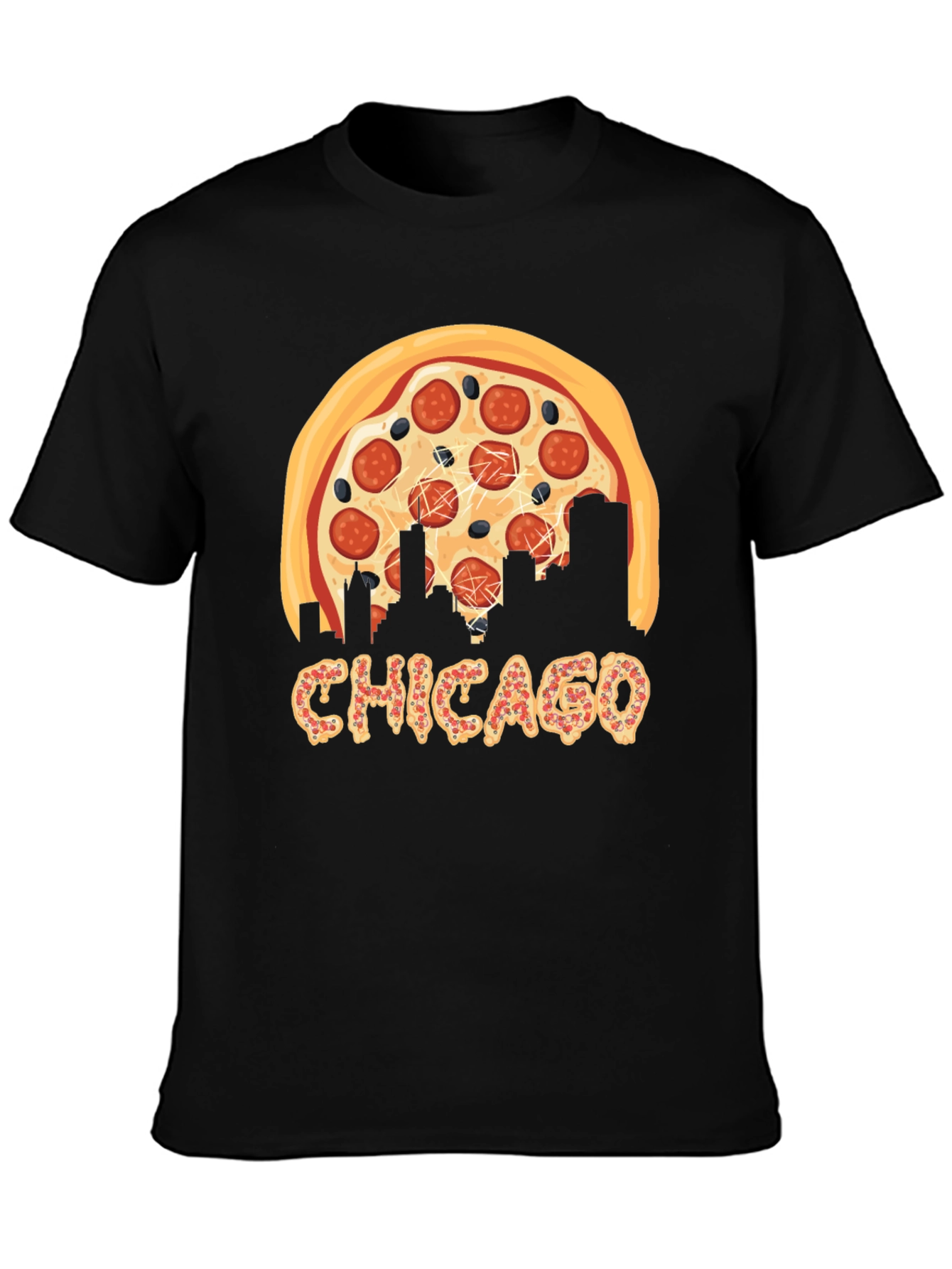 Chicago Pizza Skyline Graphic T-Shirt
