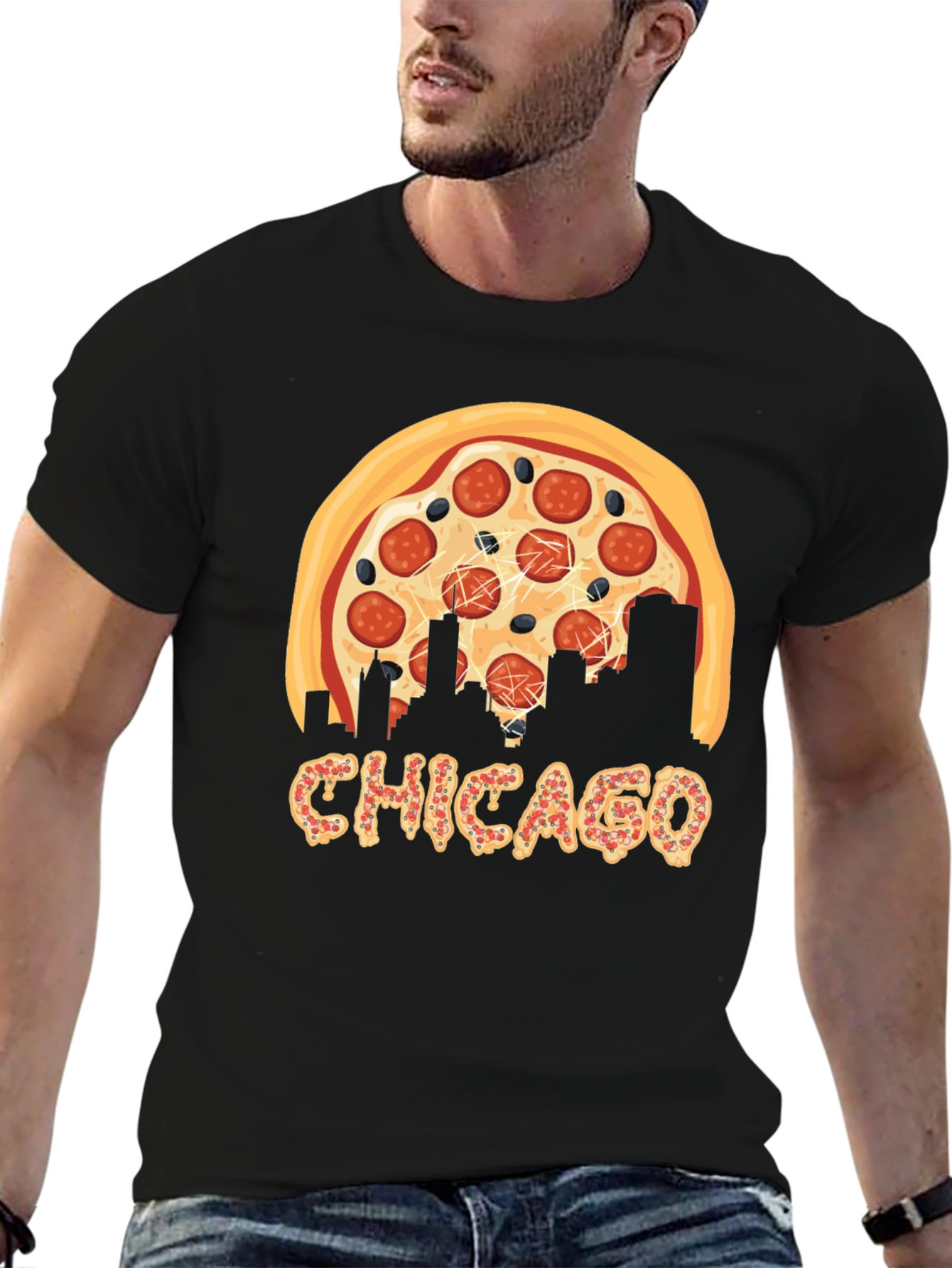 Chicago Pizza Skyline Graphic T-Shirt