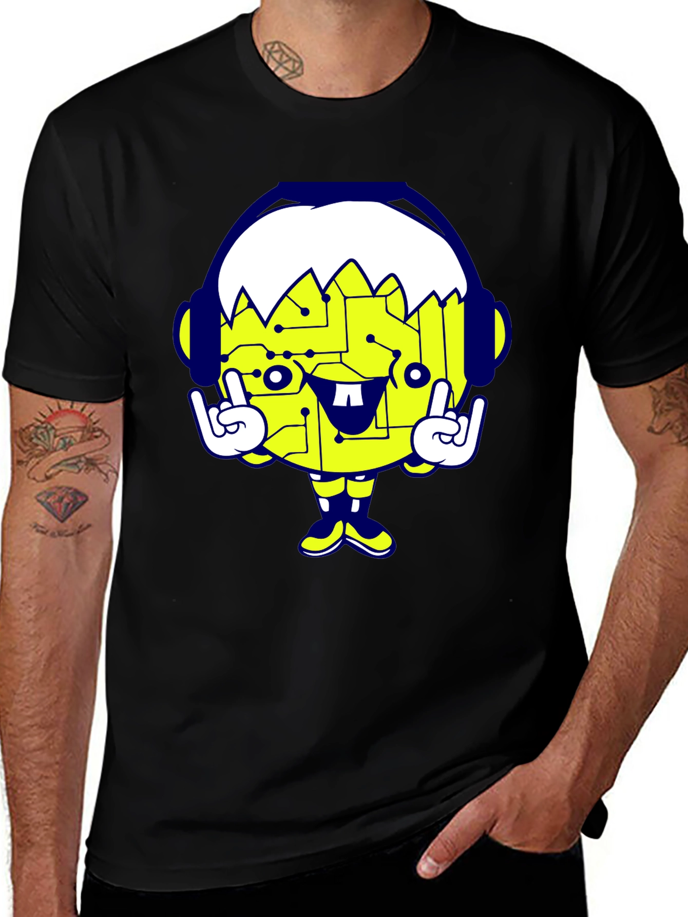 Cool Cartoon Graphic Black T-Shirt