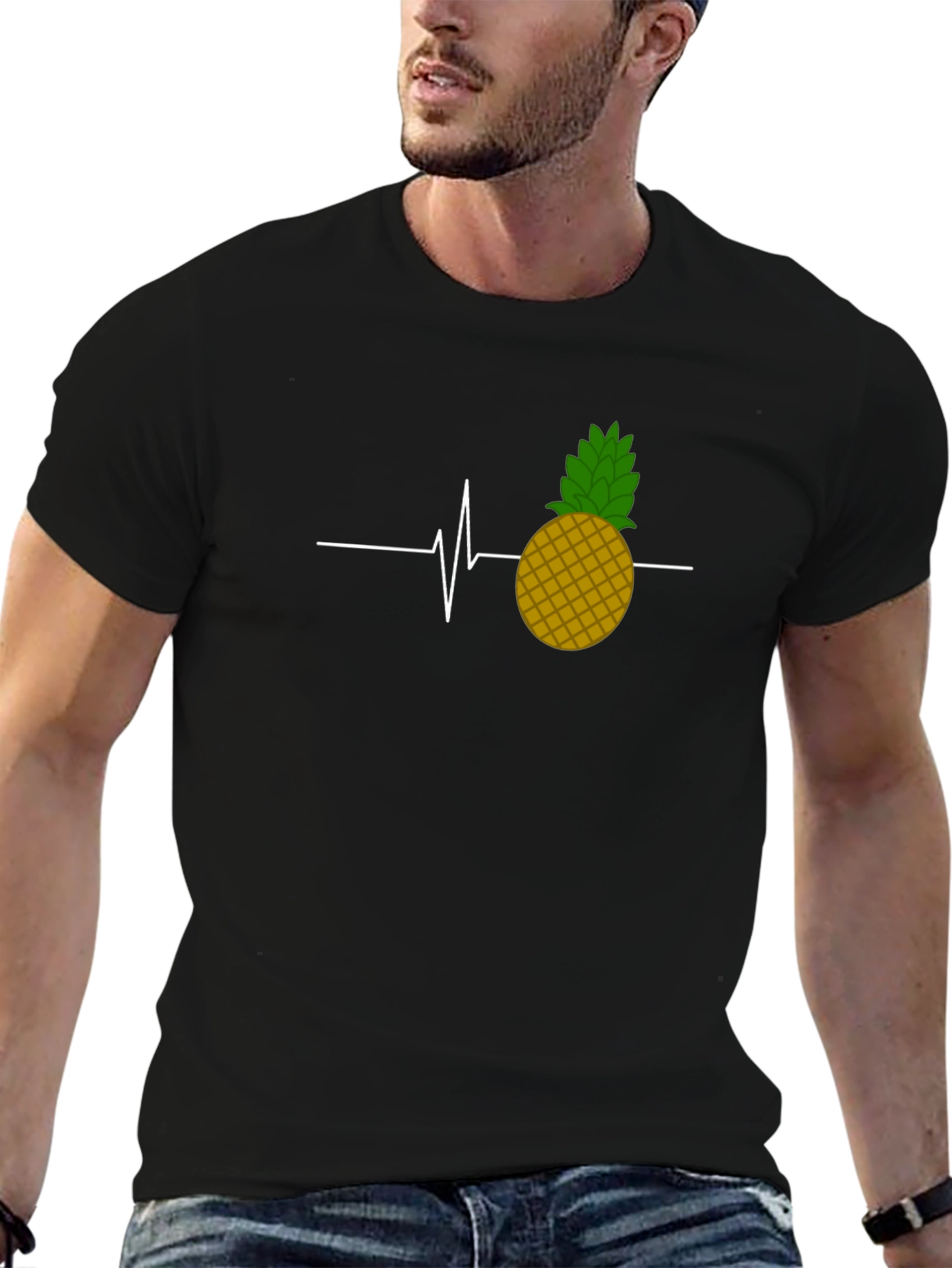 Pineapple Heartbeat Graphic Tee - Black