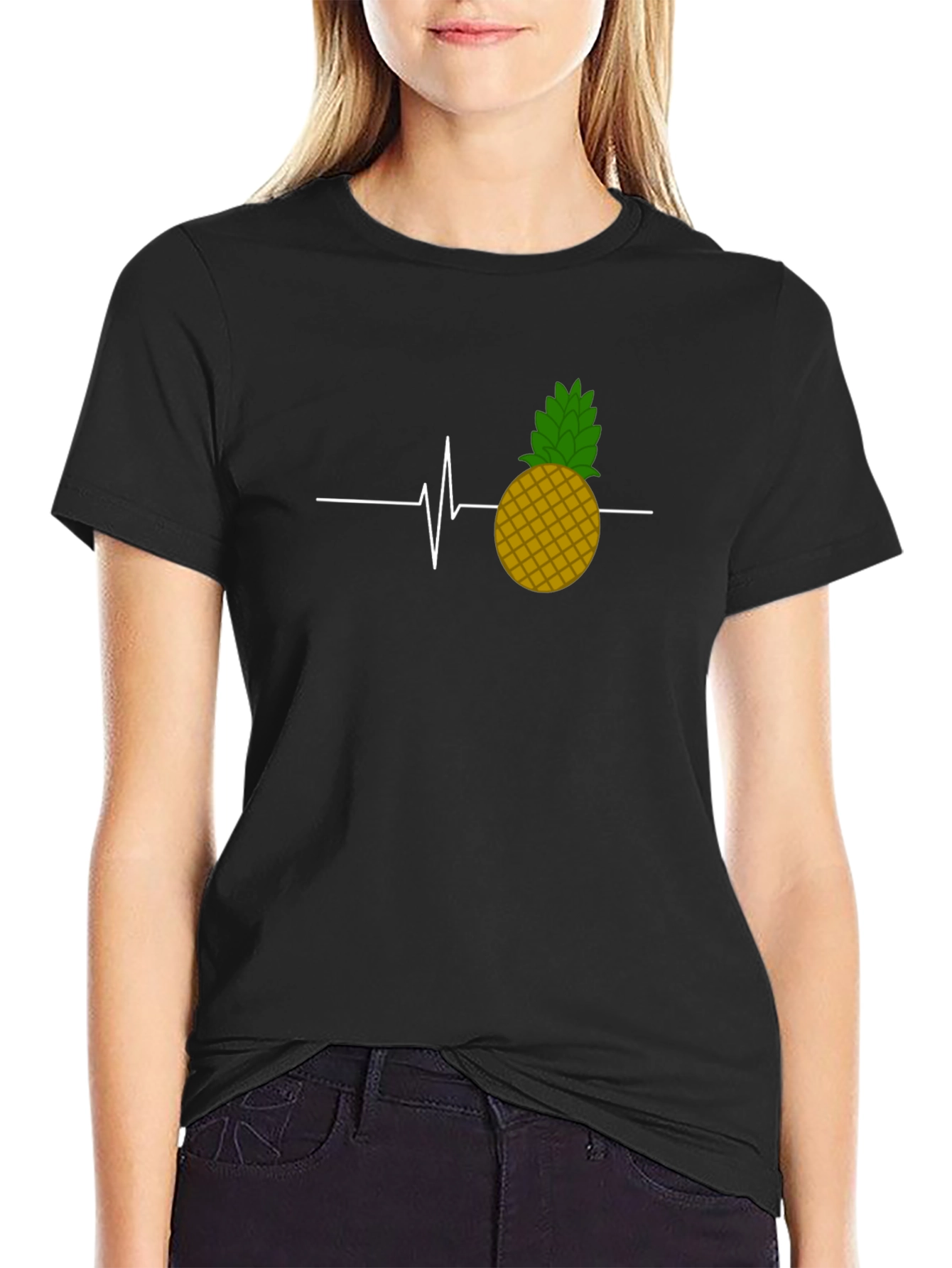 Pineapple Heartbeat Graphic Tee - Black