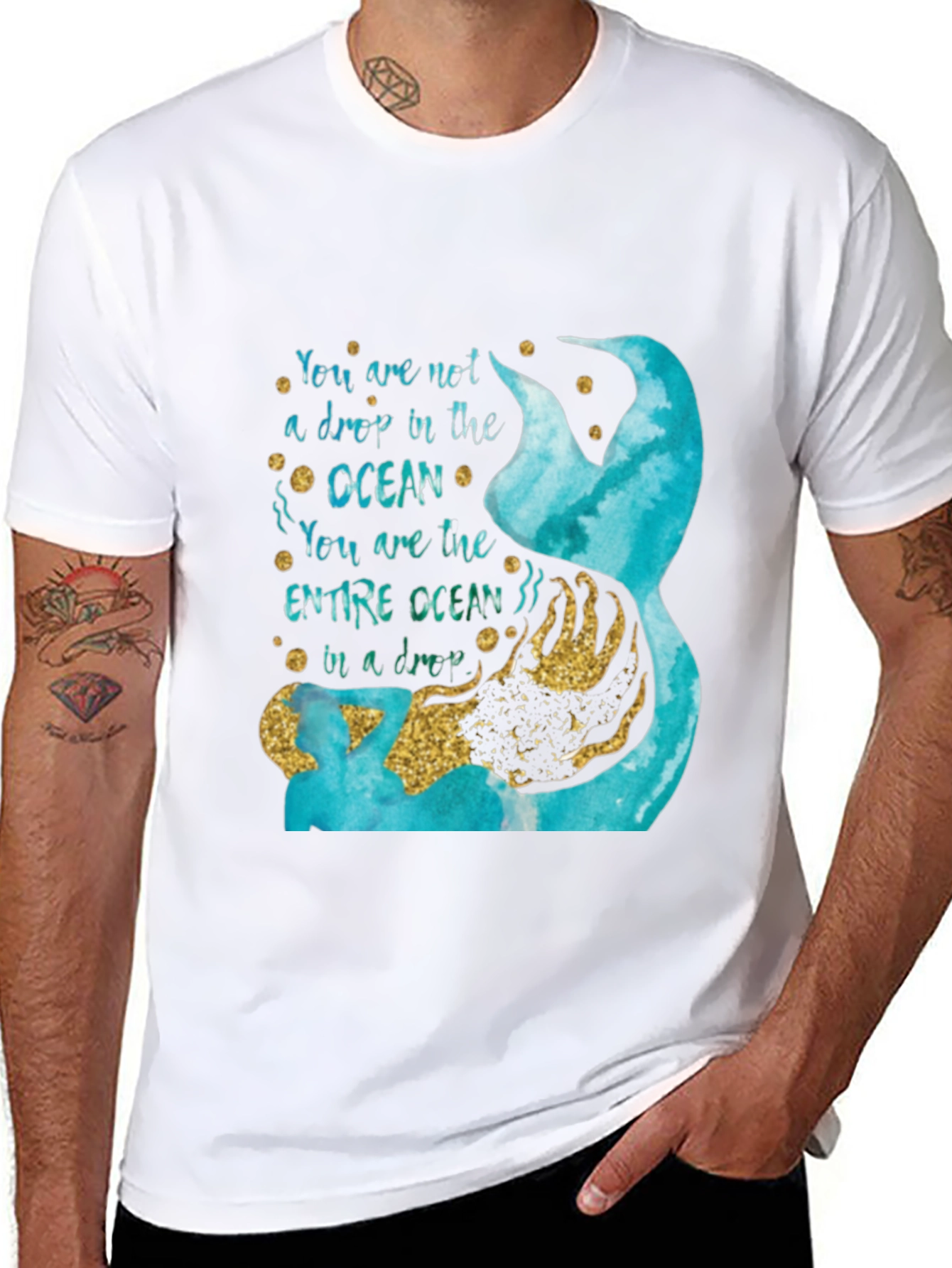 Ocean Drop Graphic Tee - Empowering Mermaid Design