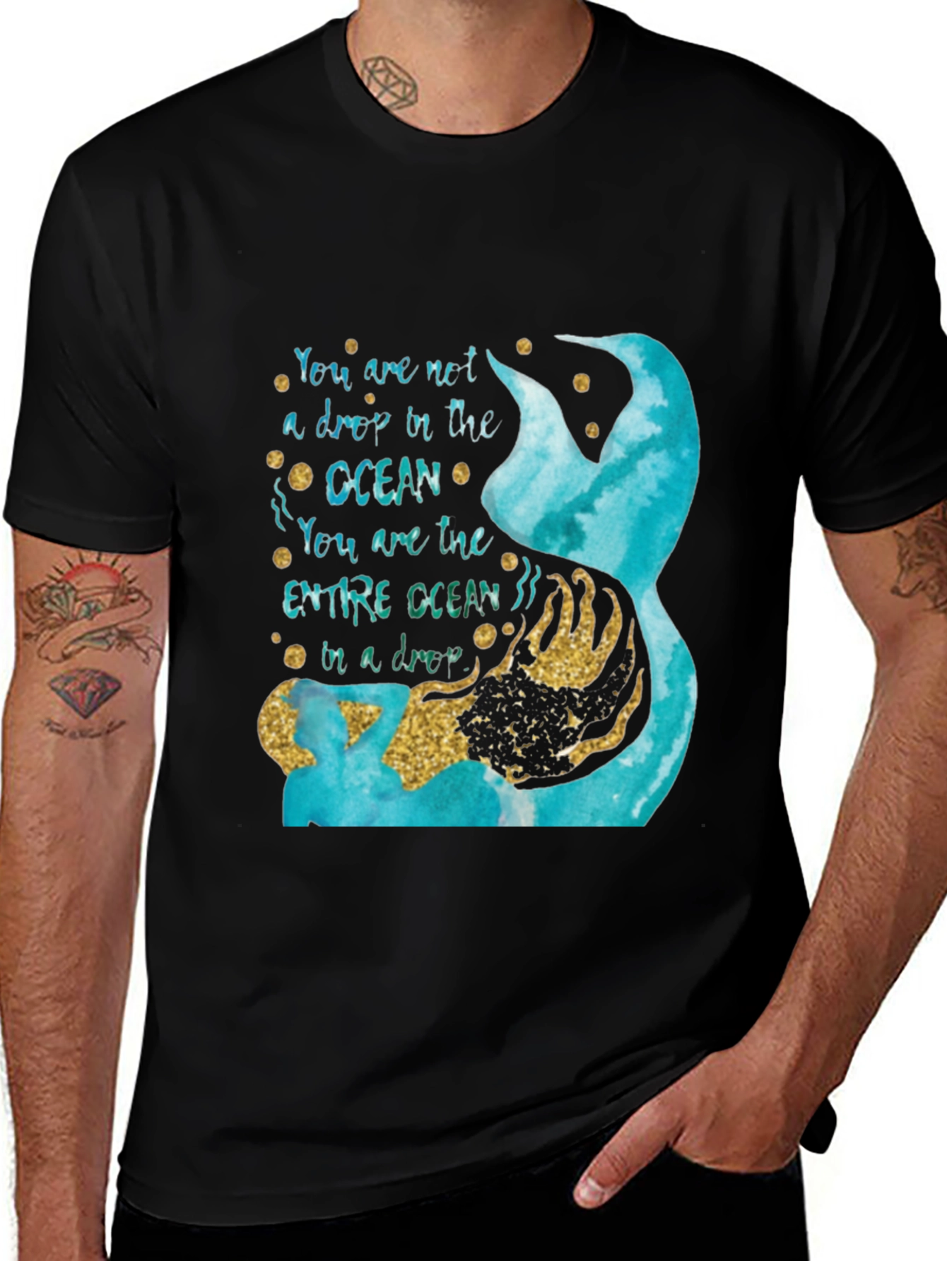 Ocean Drop Graphic Tee - Empowering Mermaid Design