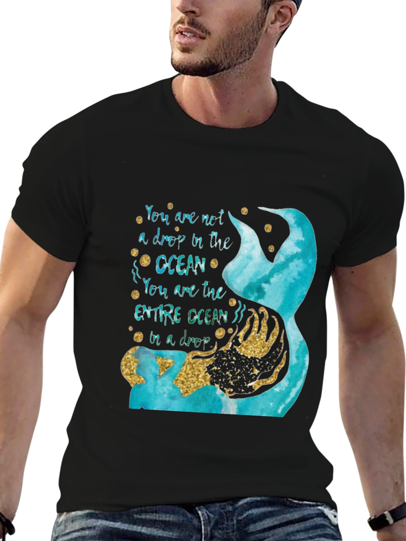 Ocean Drop Graphic Tee - Empowering Mermaid Design