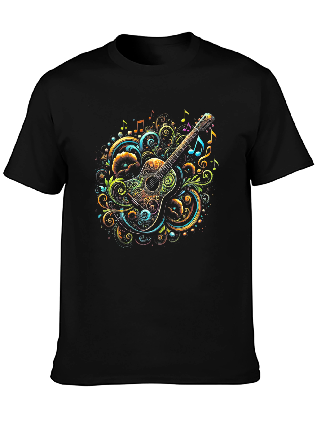 Musical Guitar Graphic Tee - Unique Artistic Design