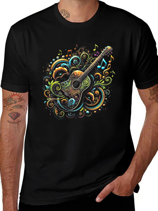 Musical Guitar Graphic Tee - Unique Artistic Design