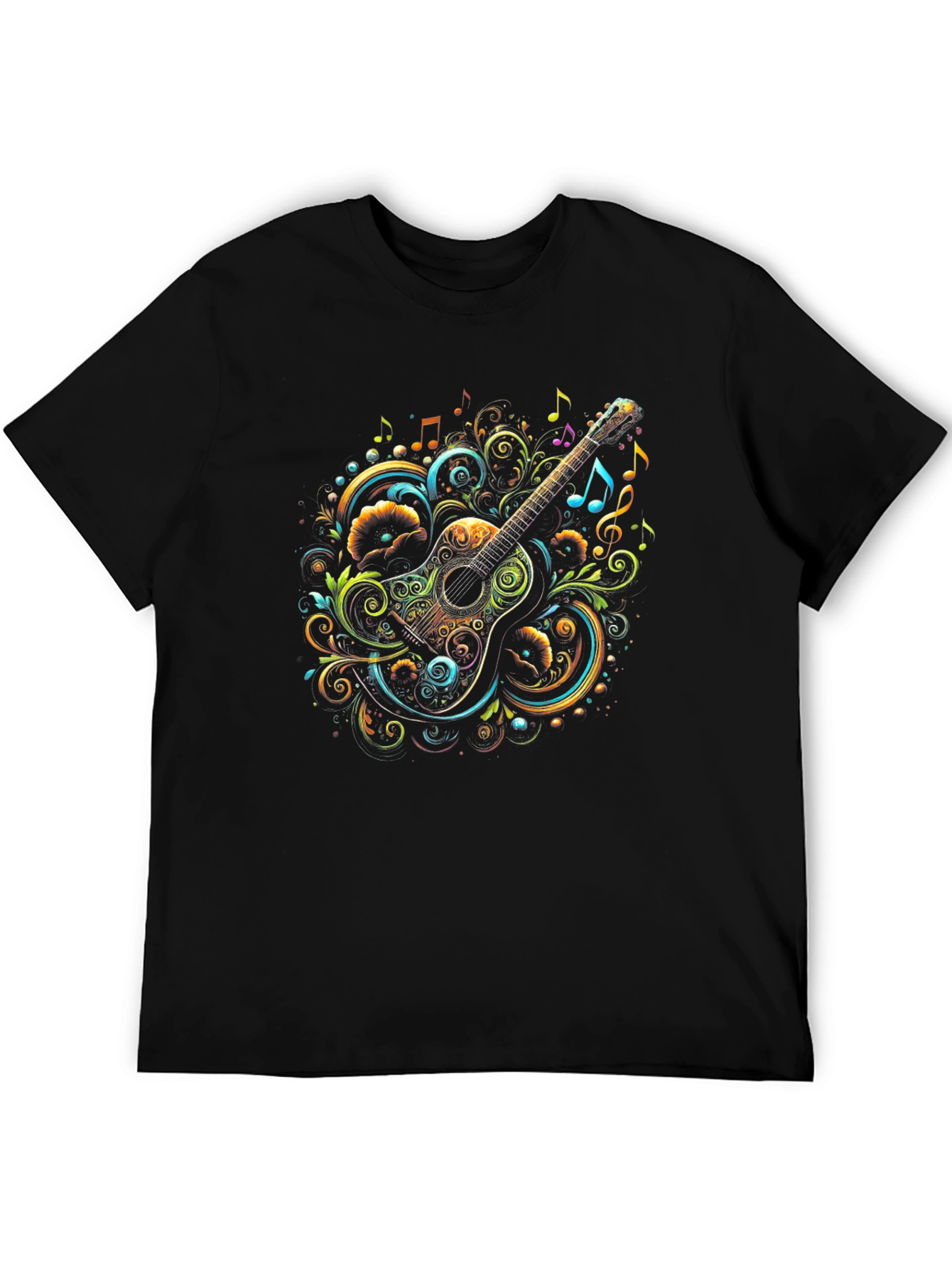 Musical Guitar Graphic Tee - Unique Artistic Design