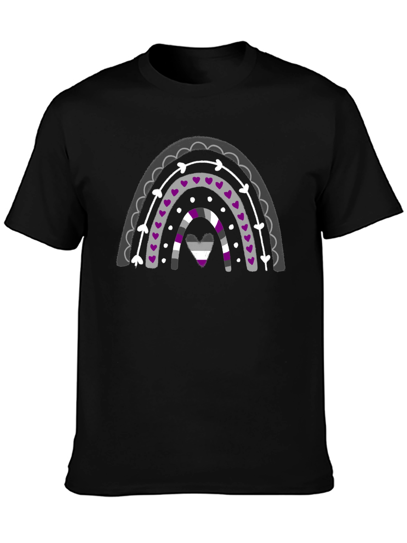 Asexual Pride Rainbow Graphic Tee - Black