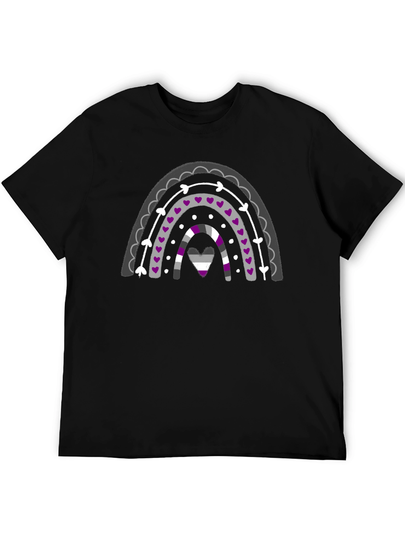Asexual Pride Rainbow Graphic Tee - Black