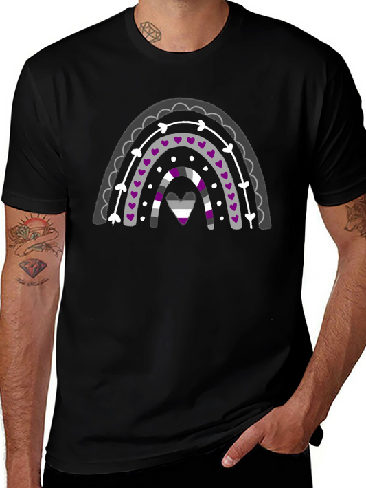 Asexual Pride Rainbow Graphic Tee - Black