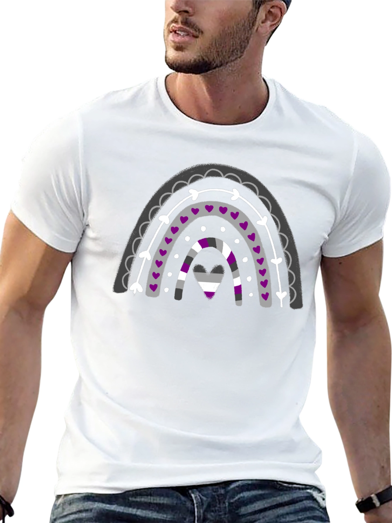 Asexual Pride Rainbow Graphic Tee - Black