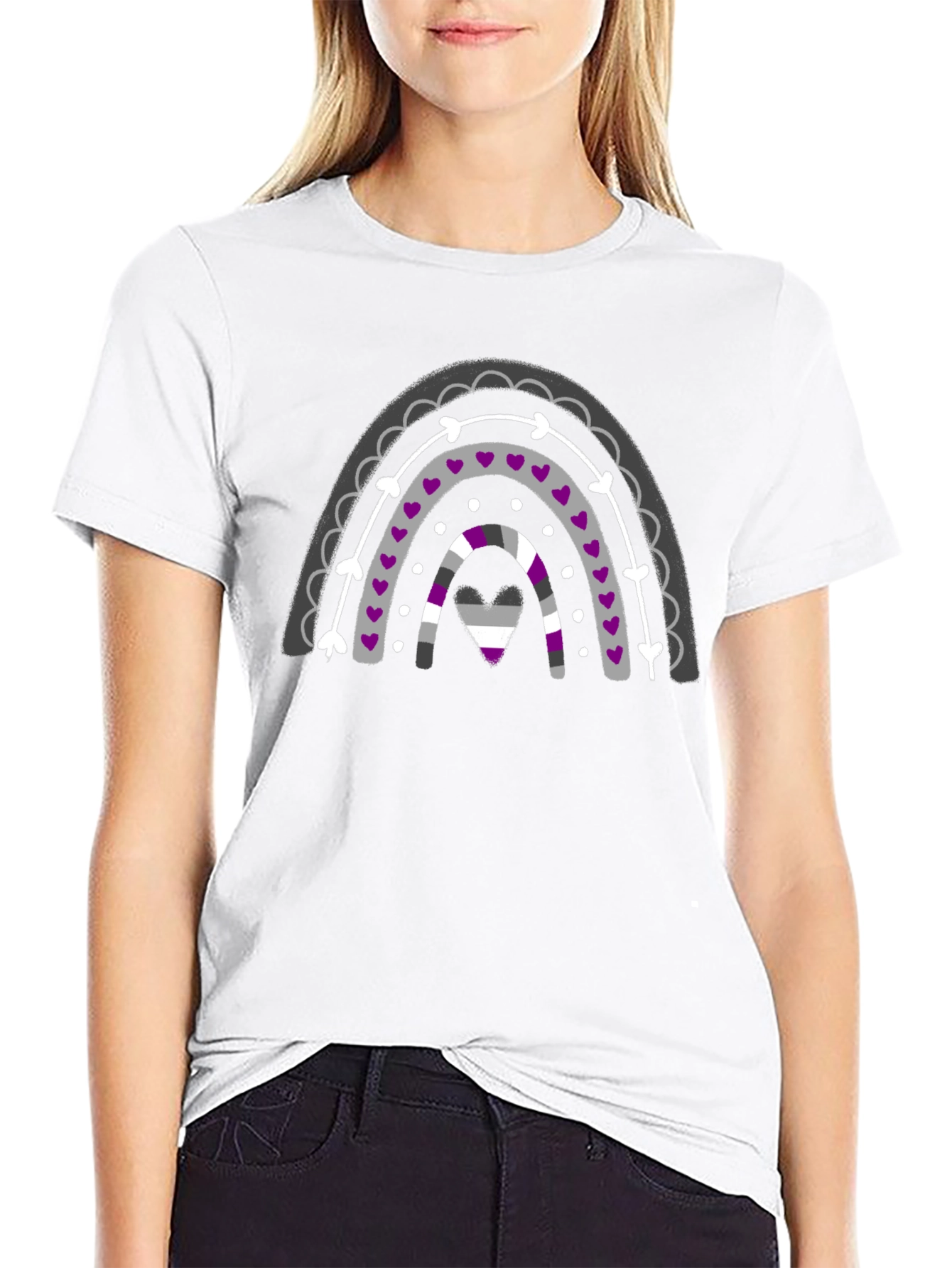 Asexual Pride Rainbow Graphic Tee - Black