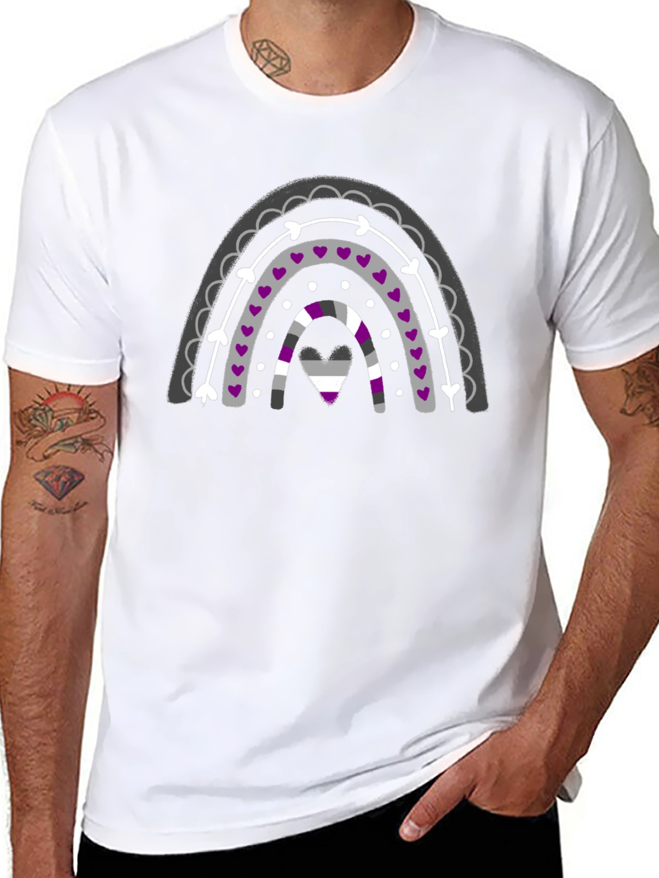 Asexual Pride Rainbow Graphic Tee - Black