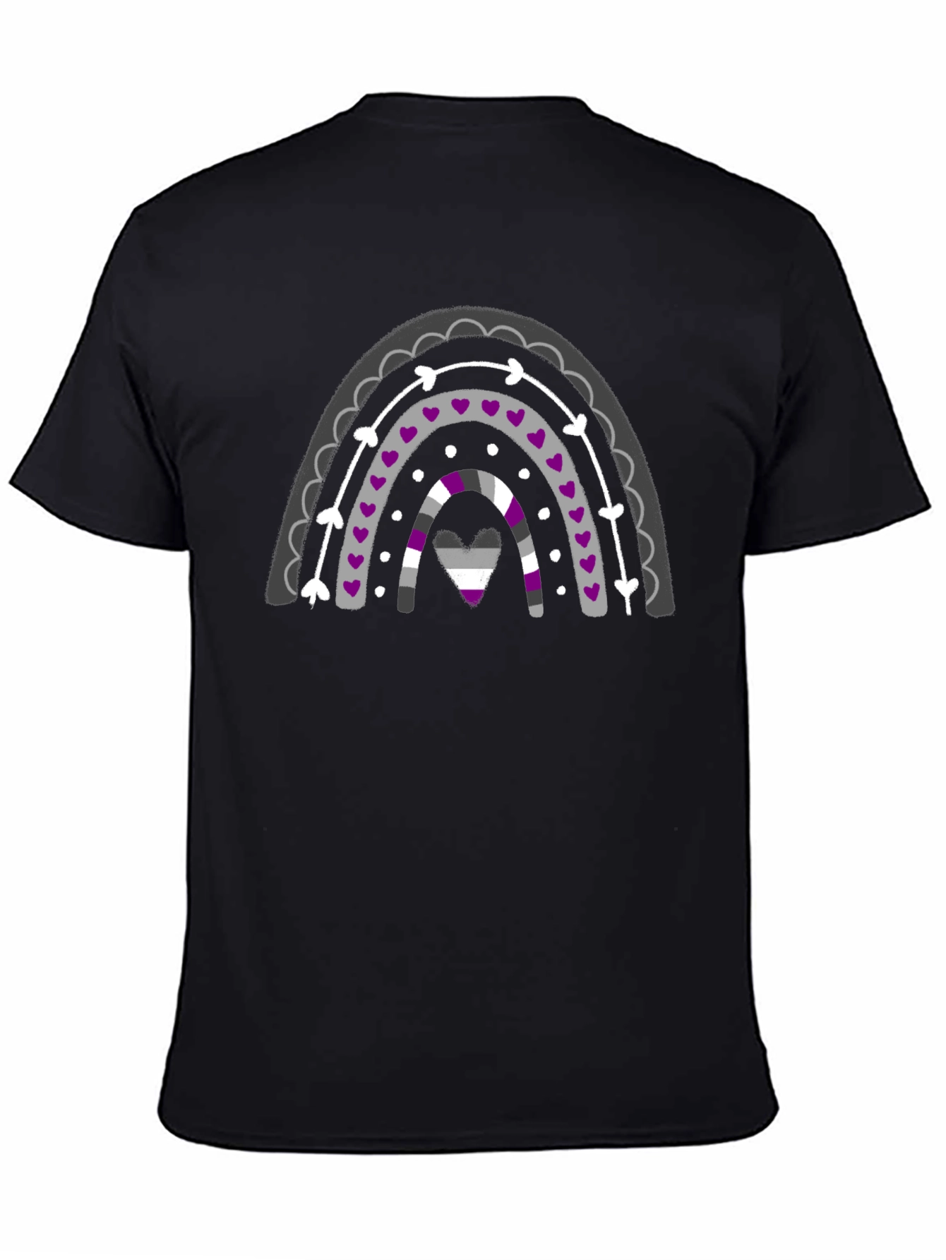 Asexual Pride Rainbow Graphic Tee - Black