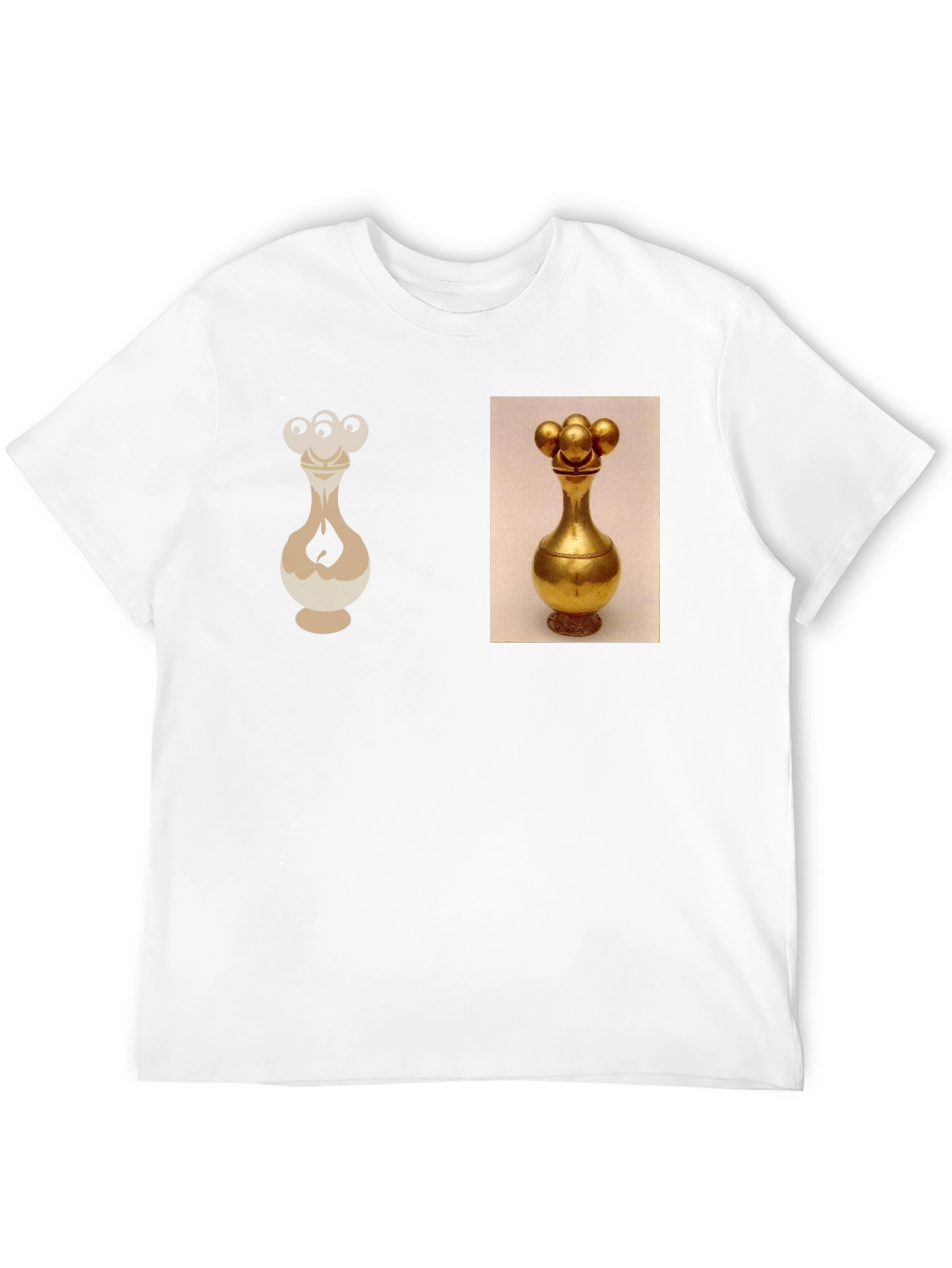 Golden Vase Print Black T-Shirt