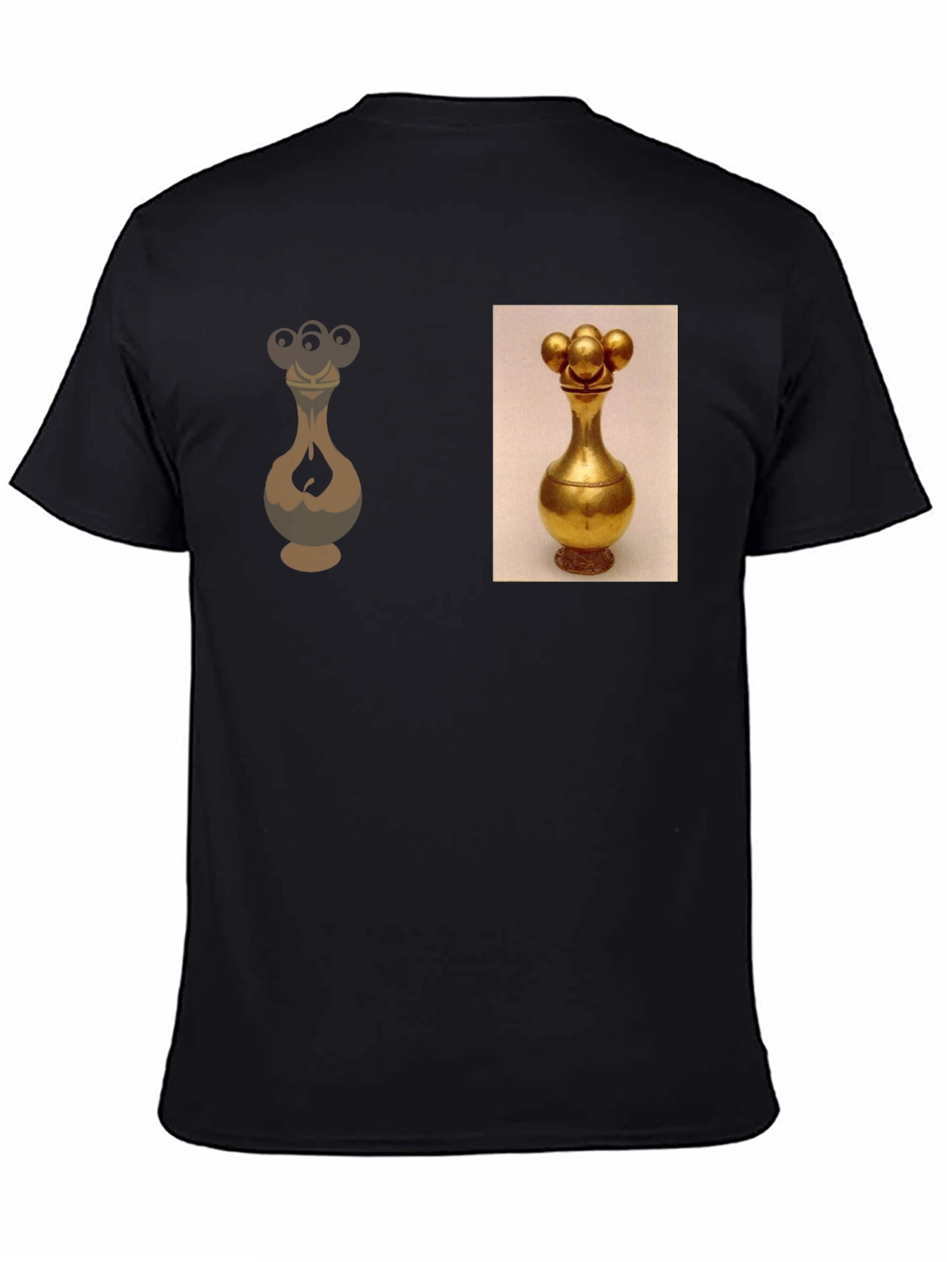 Golden Vase Print Black T-Shirt