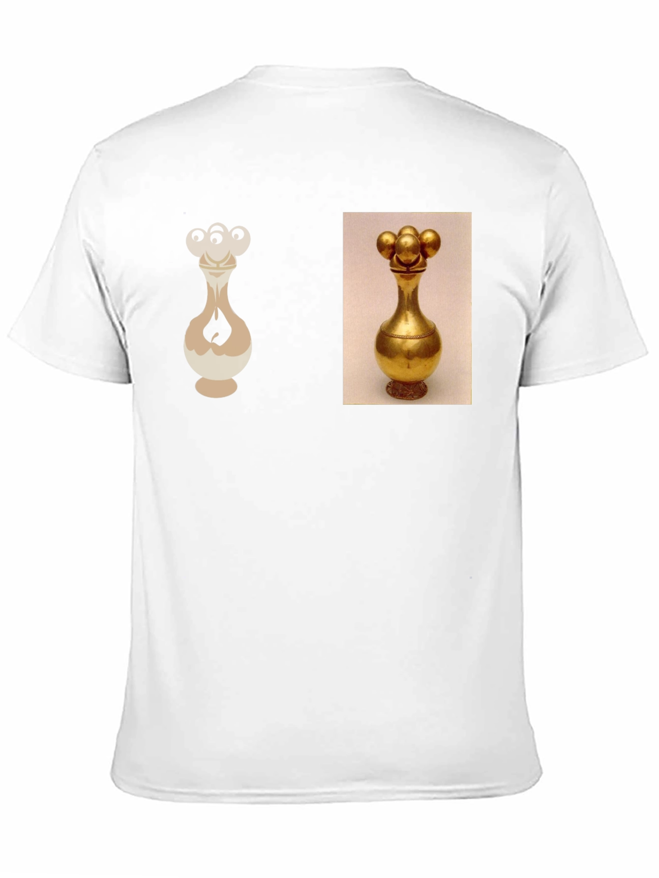 Golden Vase Print Black T-Shirt