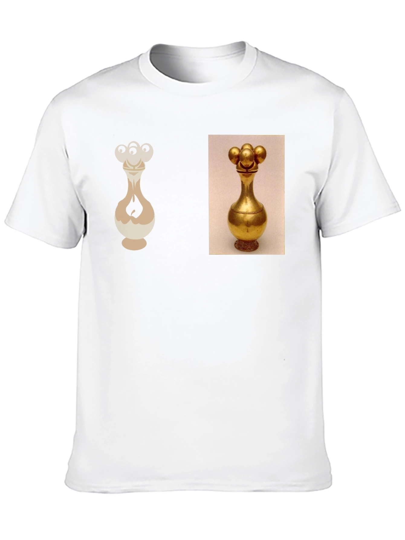 Golden Vase Print Black T-Shirt