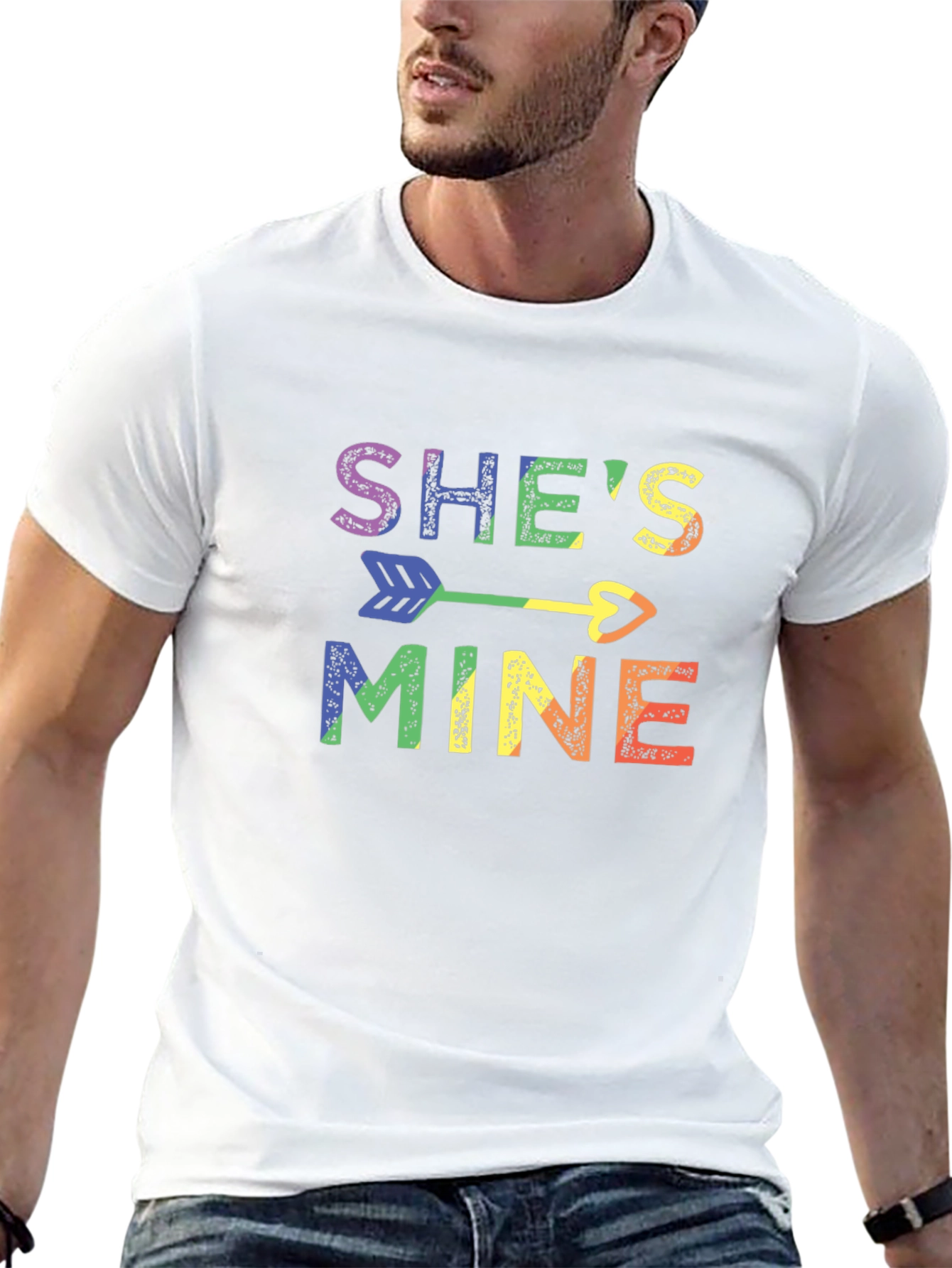 Shes Mine Pride T-Shirt LGBT Rainbow Arrow Heart