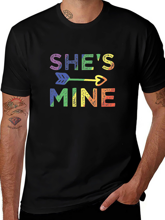 Shes Mine Pride T-Shirt LGBT Rainbow Arrow Heart