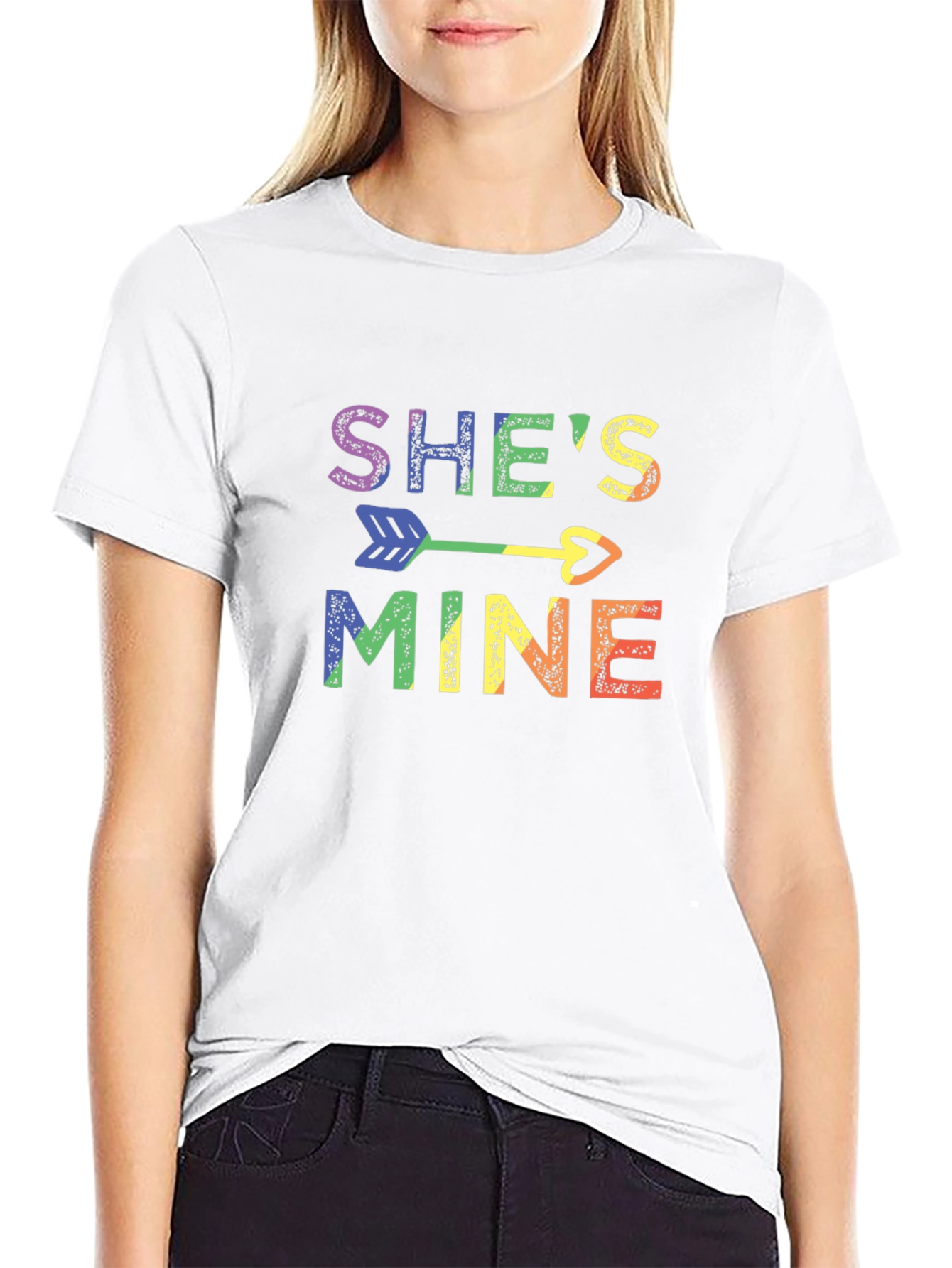 Shes Mine Pride T-Shirt LGBT Rainbow Arrow Heart