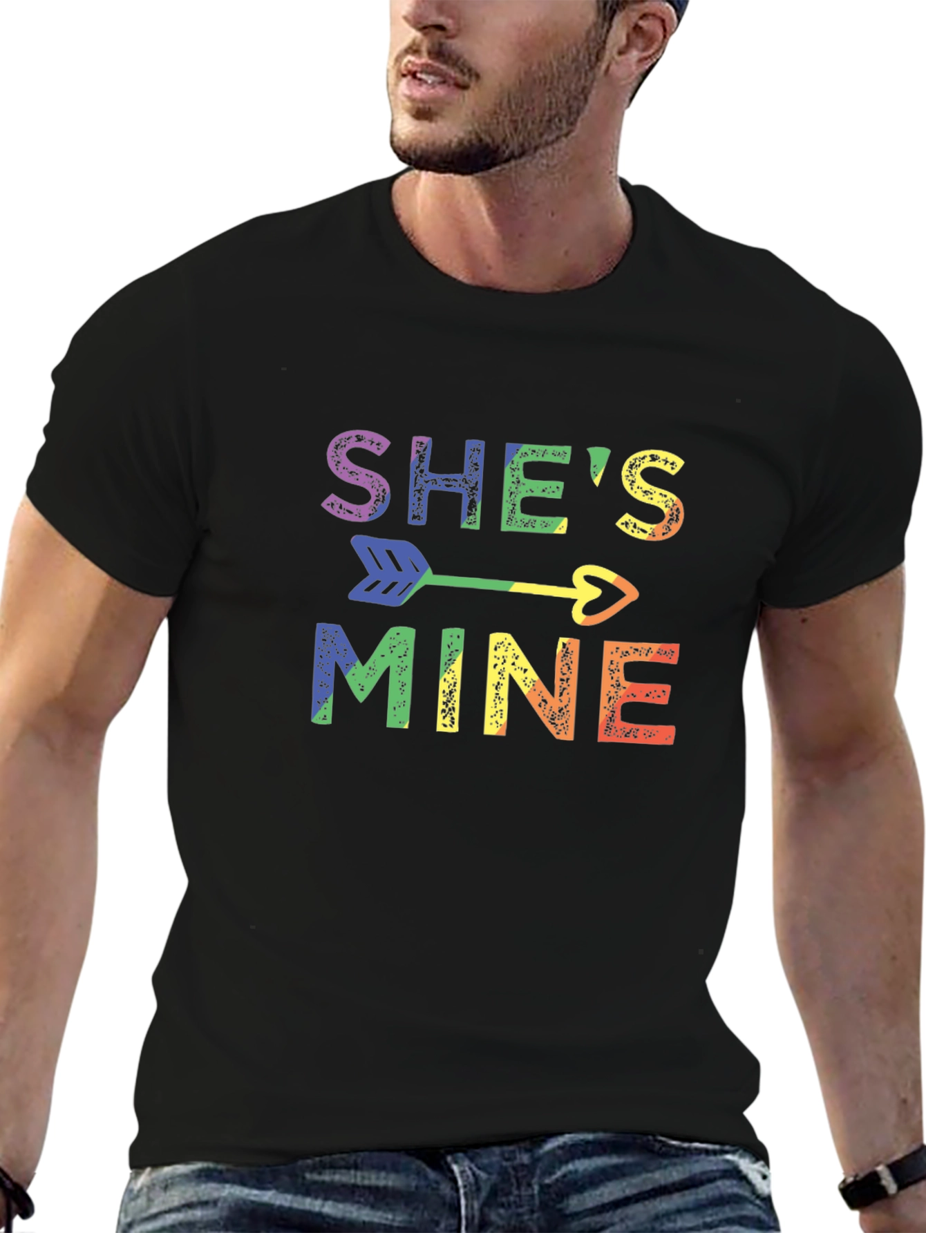 Shes Mine Pride T-Shirt LGBT Rainbow Arrow Heart