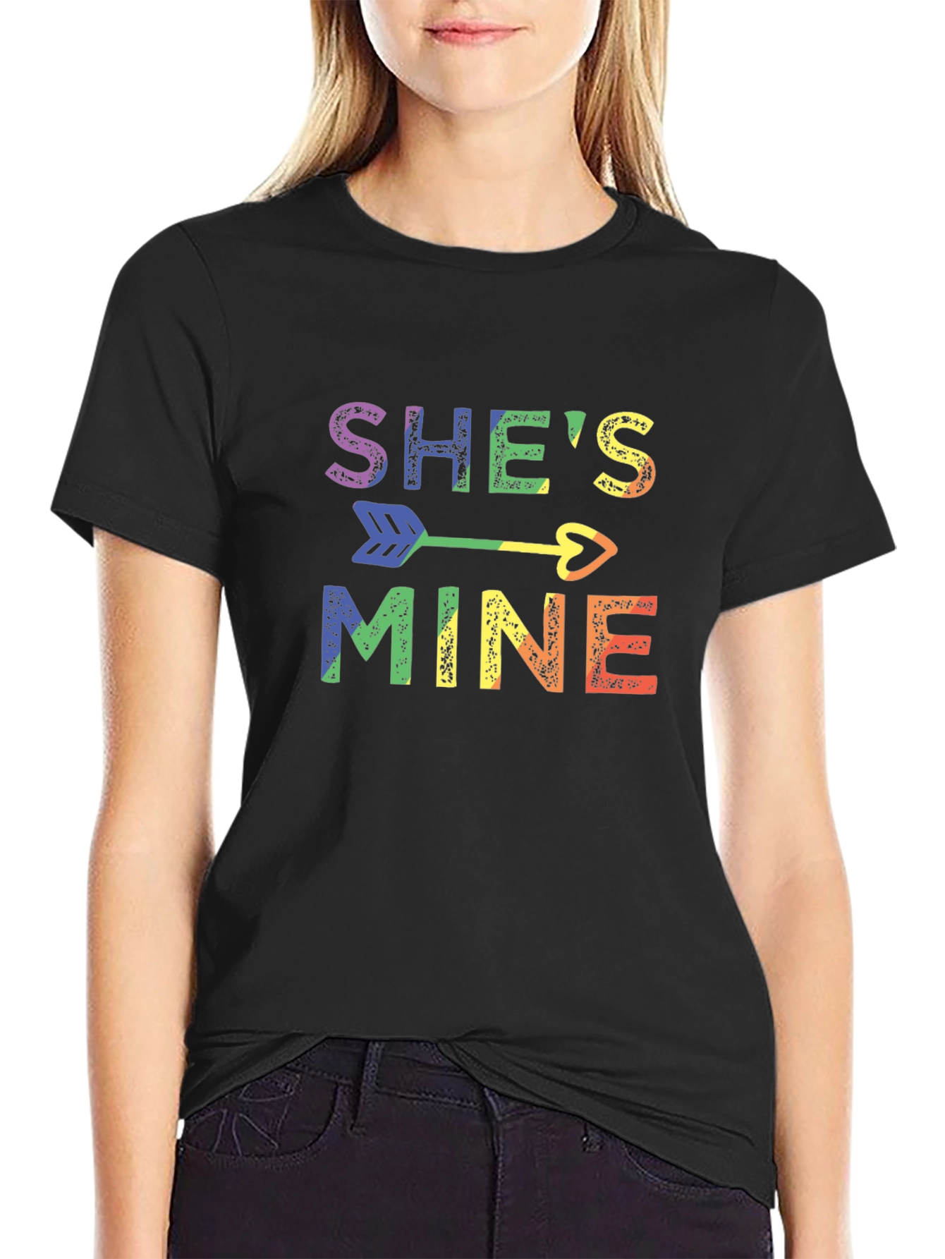 Shes Mine Pride T-Shirt LGBT Rainbow Arrow Heart