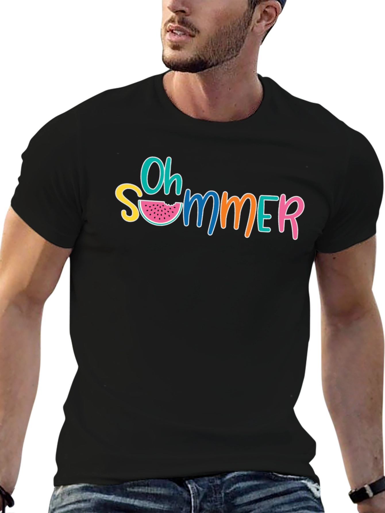 Oh Summer Graphic T-Shirt - Black Casual Tee