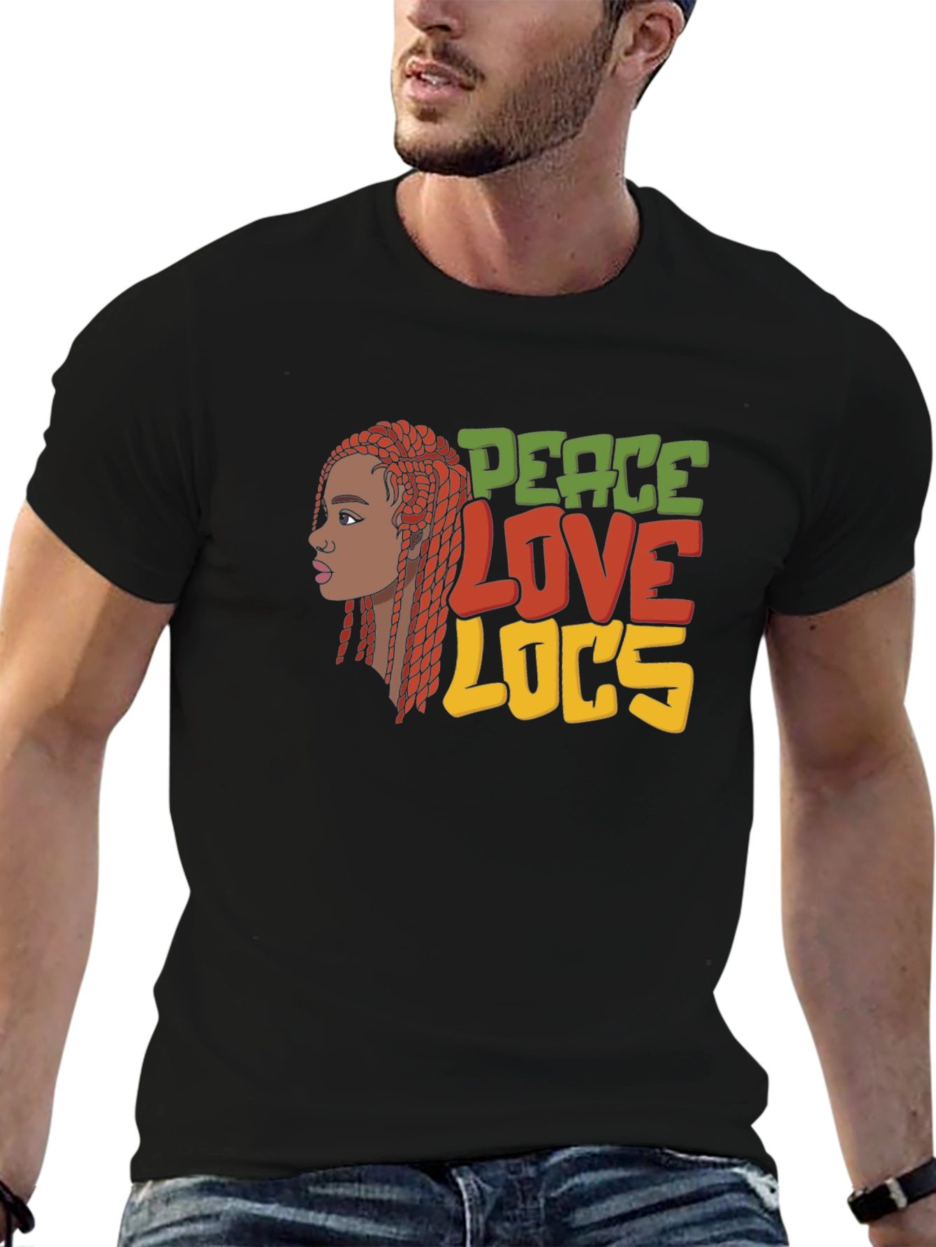 Peace Love Locs T-Shirt - Black Graphic Tee