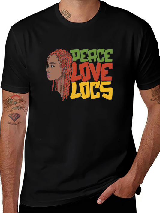 Peace Love Locs T-Shirt - Black Graphic Tee