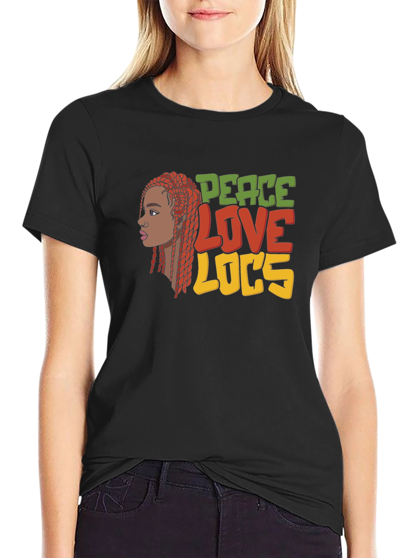Peace Love Locs T-Shirt - Black Graphic Tee