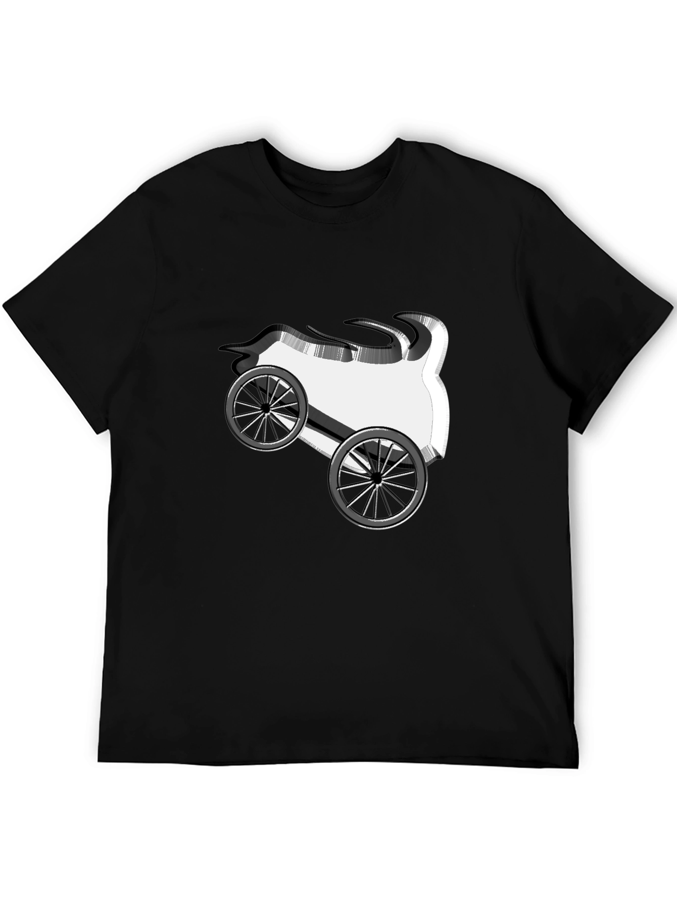 Cartoon Car Graphic Tee - Black Cotton T-Shirt