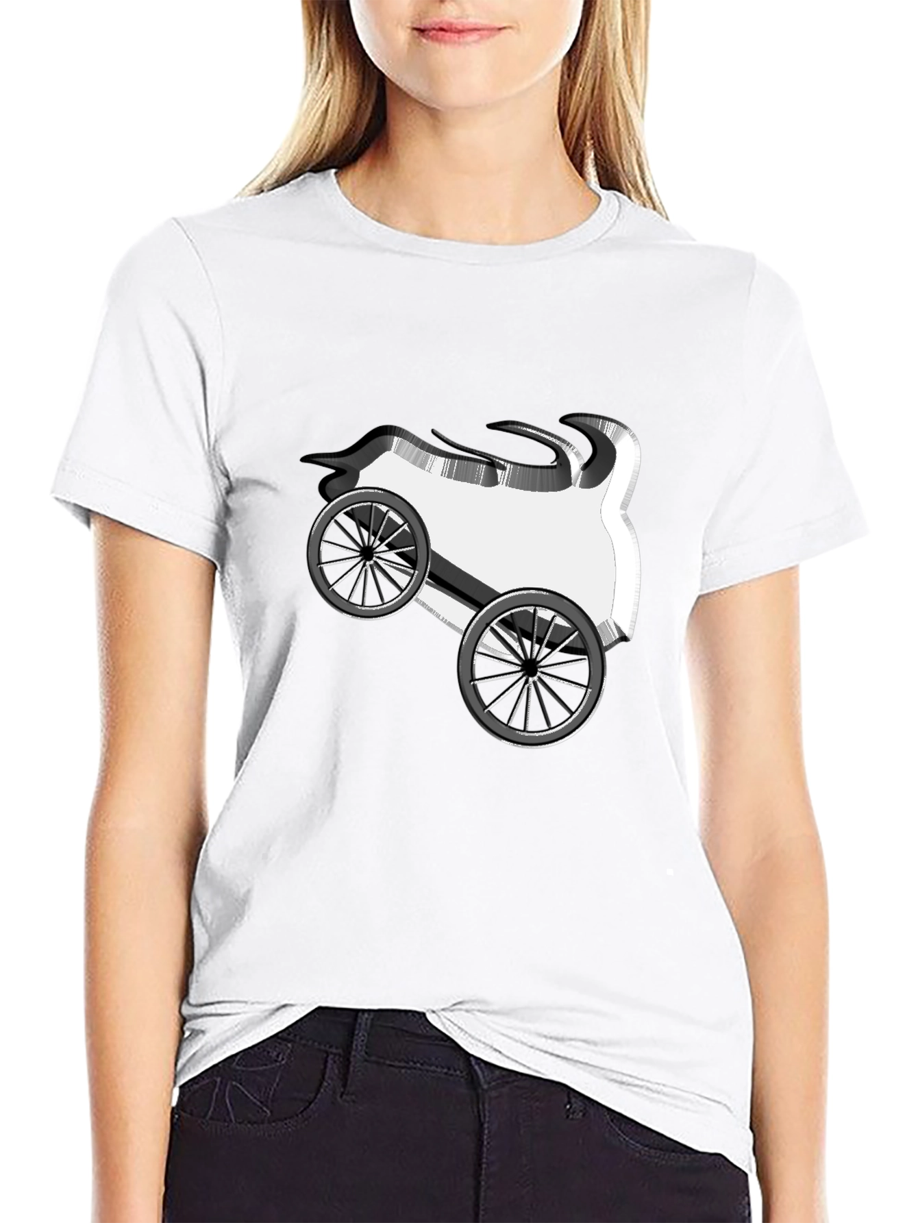 Cartoon Car Graphic Tee - Black Cotton T-Shirt