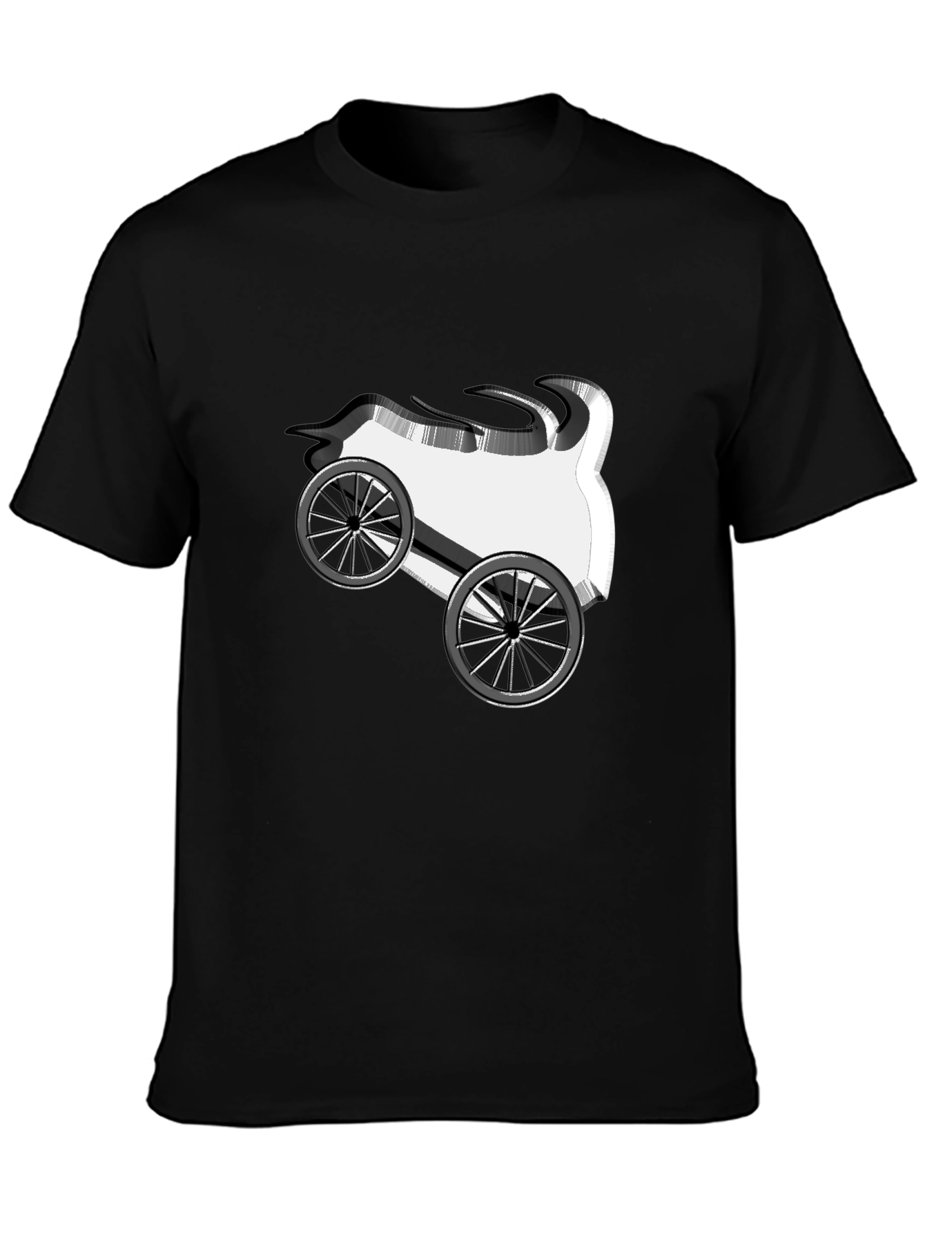 Cartoon Car Graphic Tee - Black Cotton T-Shirt
