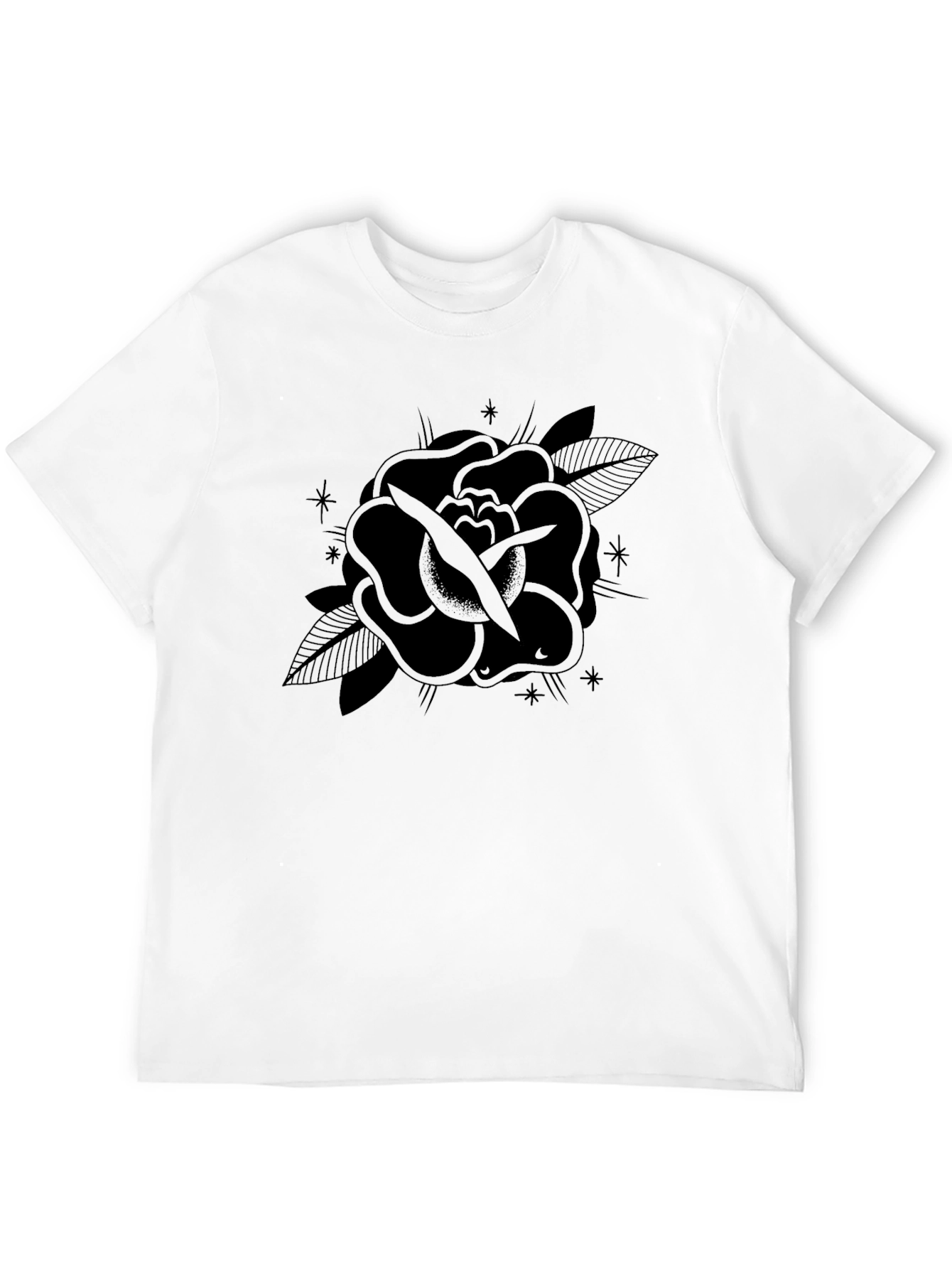 Black Rose Tattoo Graphic Tee - Mens Casual Shirt