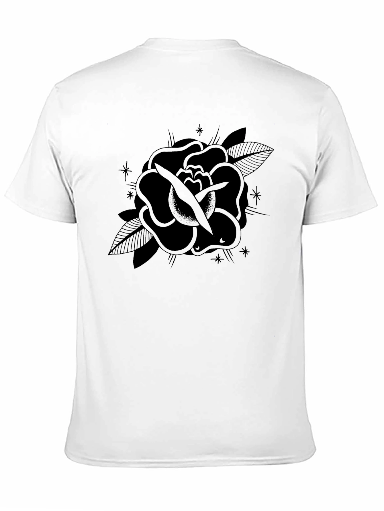 Black Rose Tattoo Graphic Tee - Mens Casual Shirt