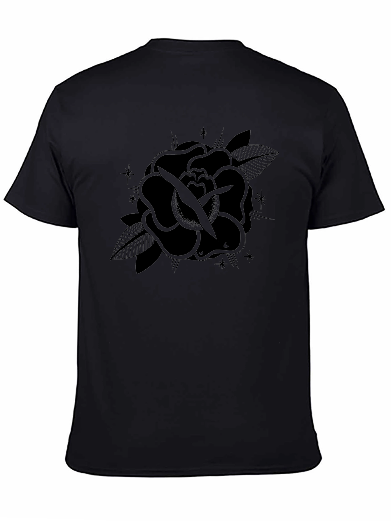 Black Rose Tattoo Graphic Tee - Mens Casual Shirt