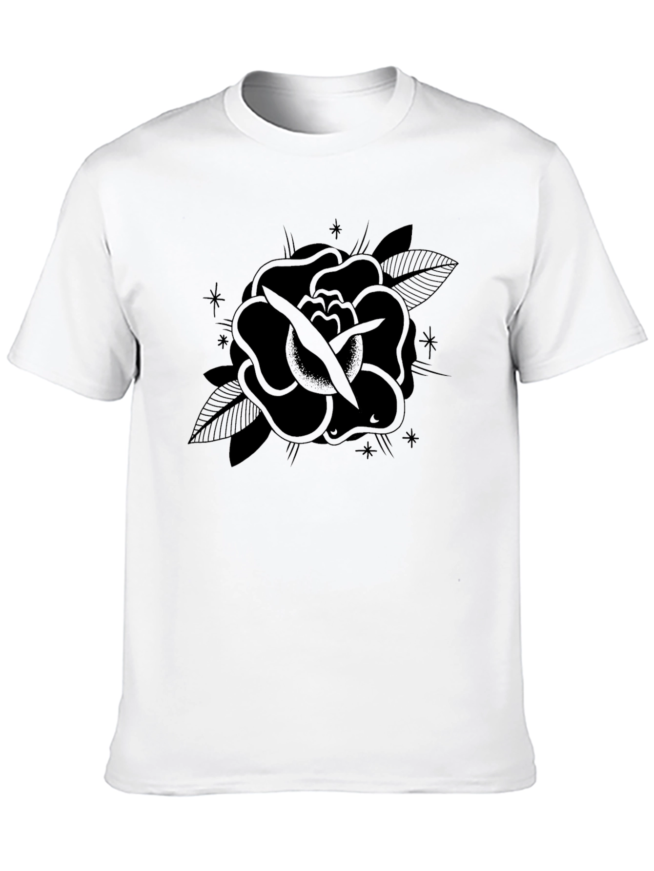 Black Rose Tattoo Graphic Tee - Mens Casual Shirt