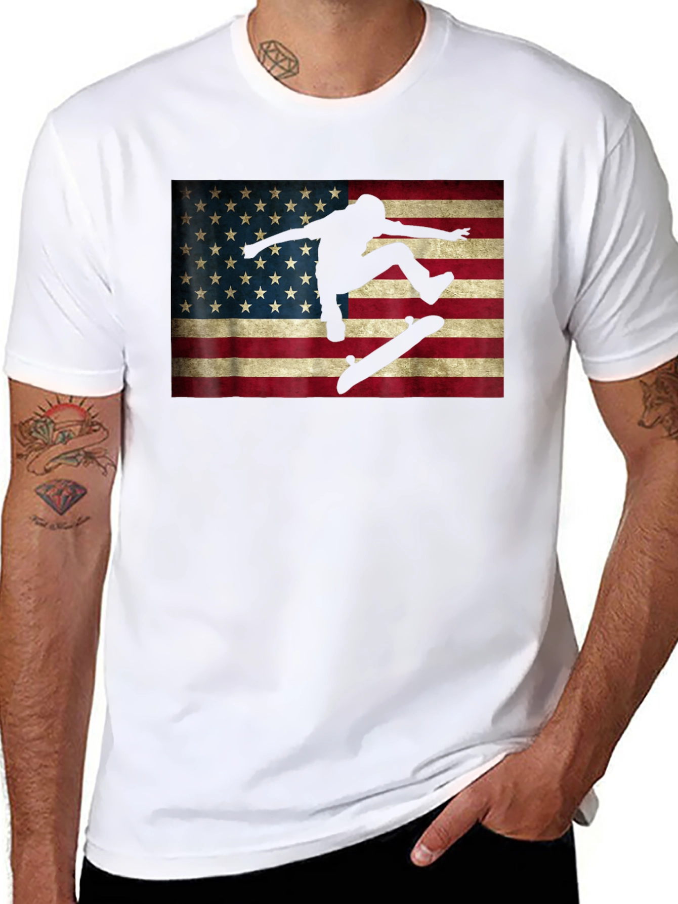 Skateboarding American Flag T-Shirt