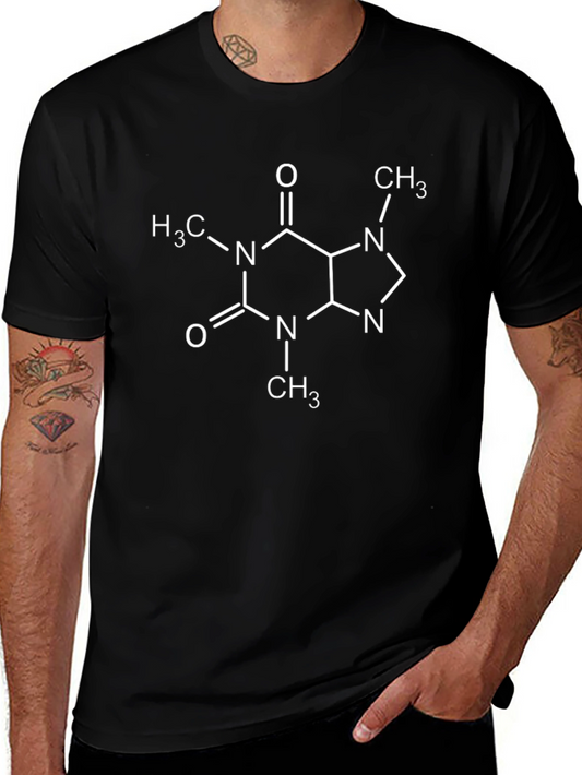 Caffeine Molecule Black T-Shirt