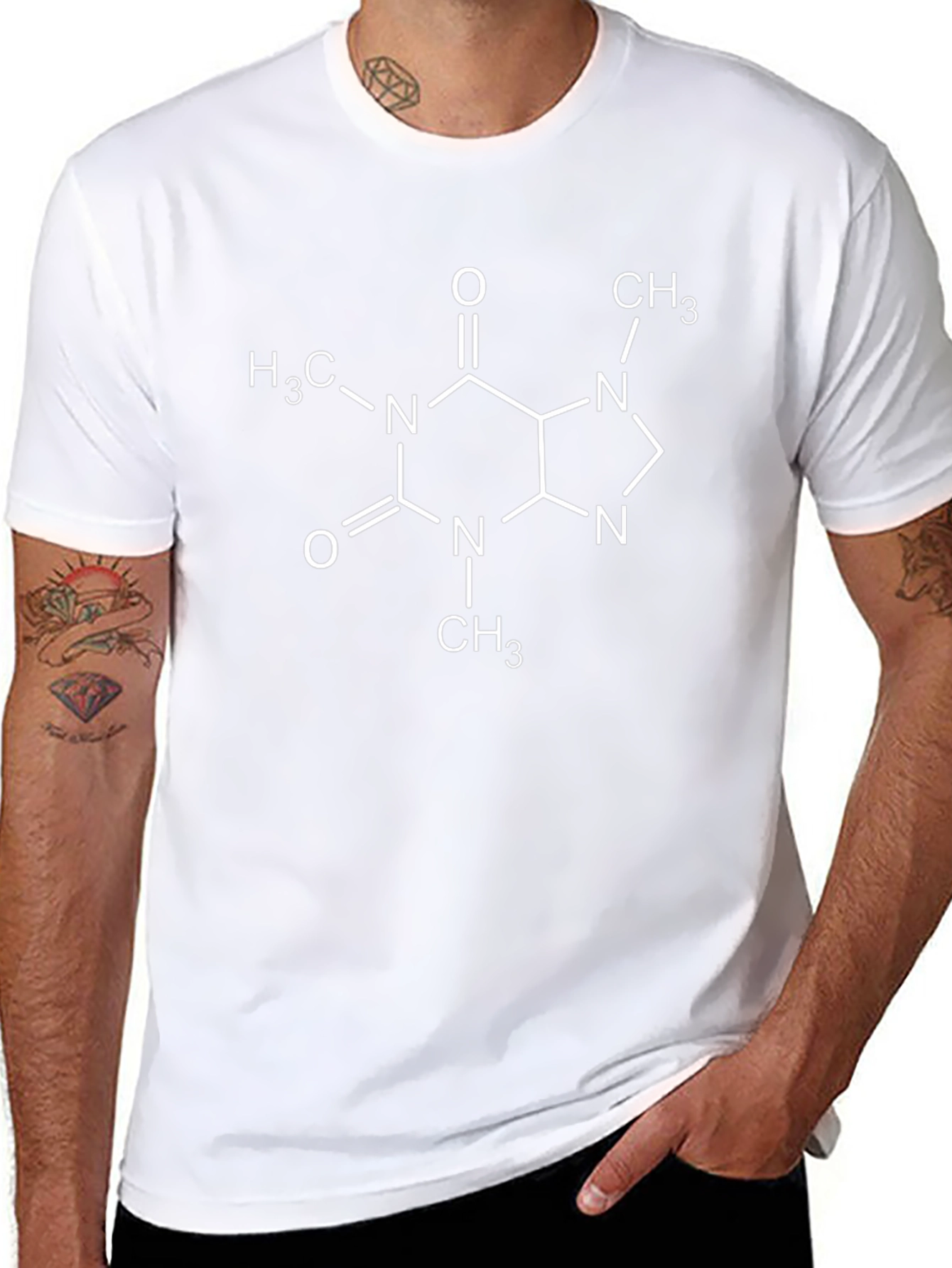 Caffeine Molecule Black T-Shirt