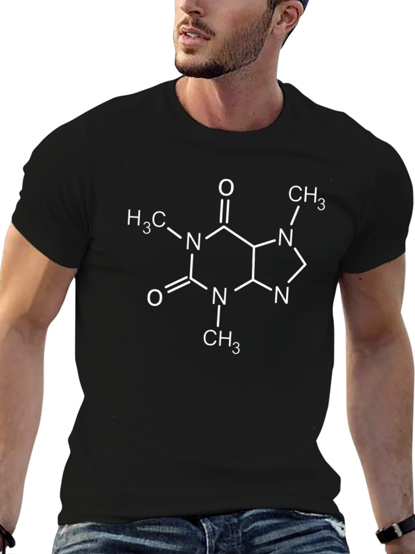 Caffeine Molecule Black T-Shirt