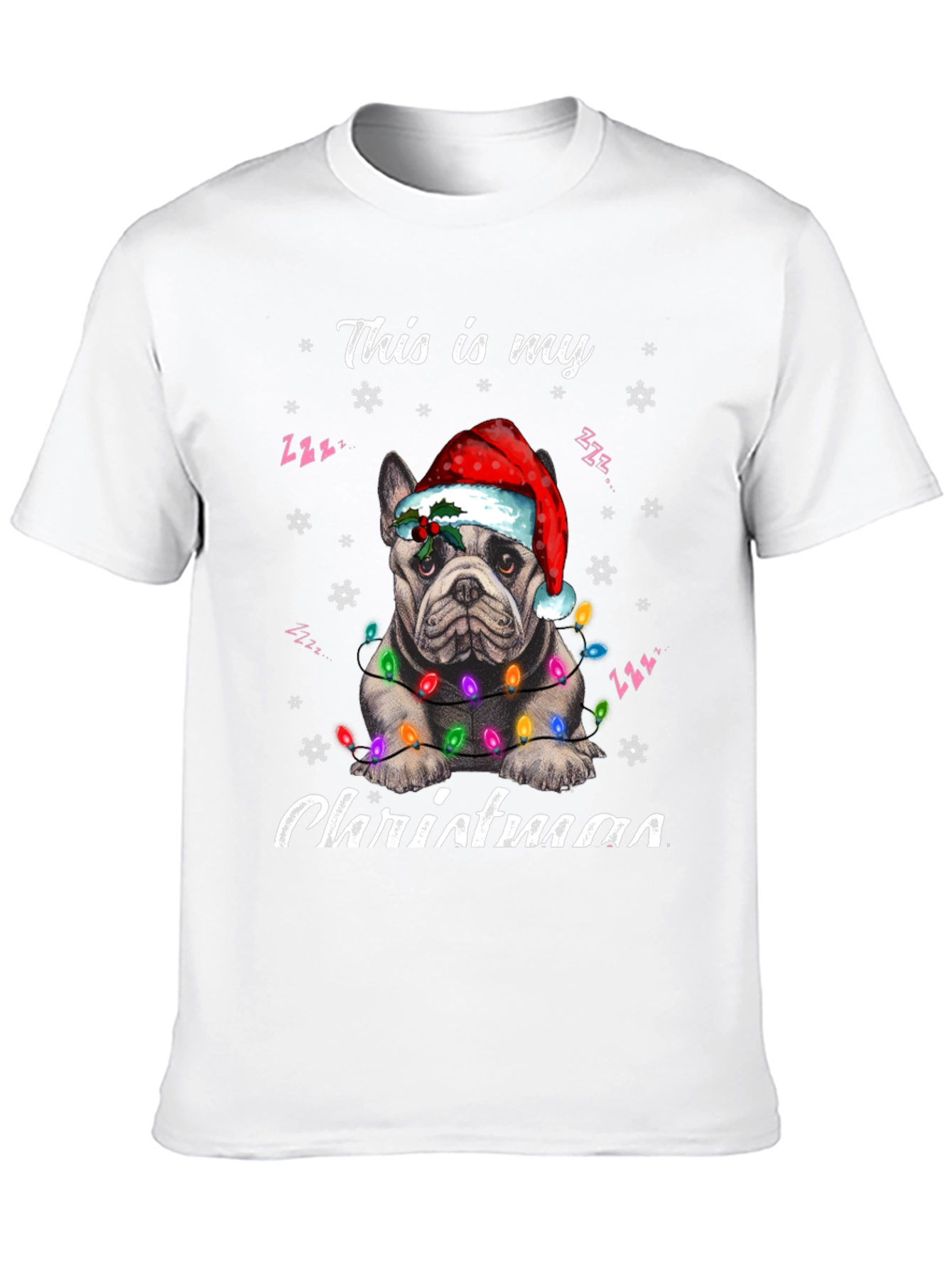 Dog Christmas T-Shirt with Santa Hat and Lights