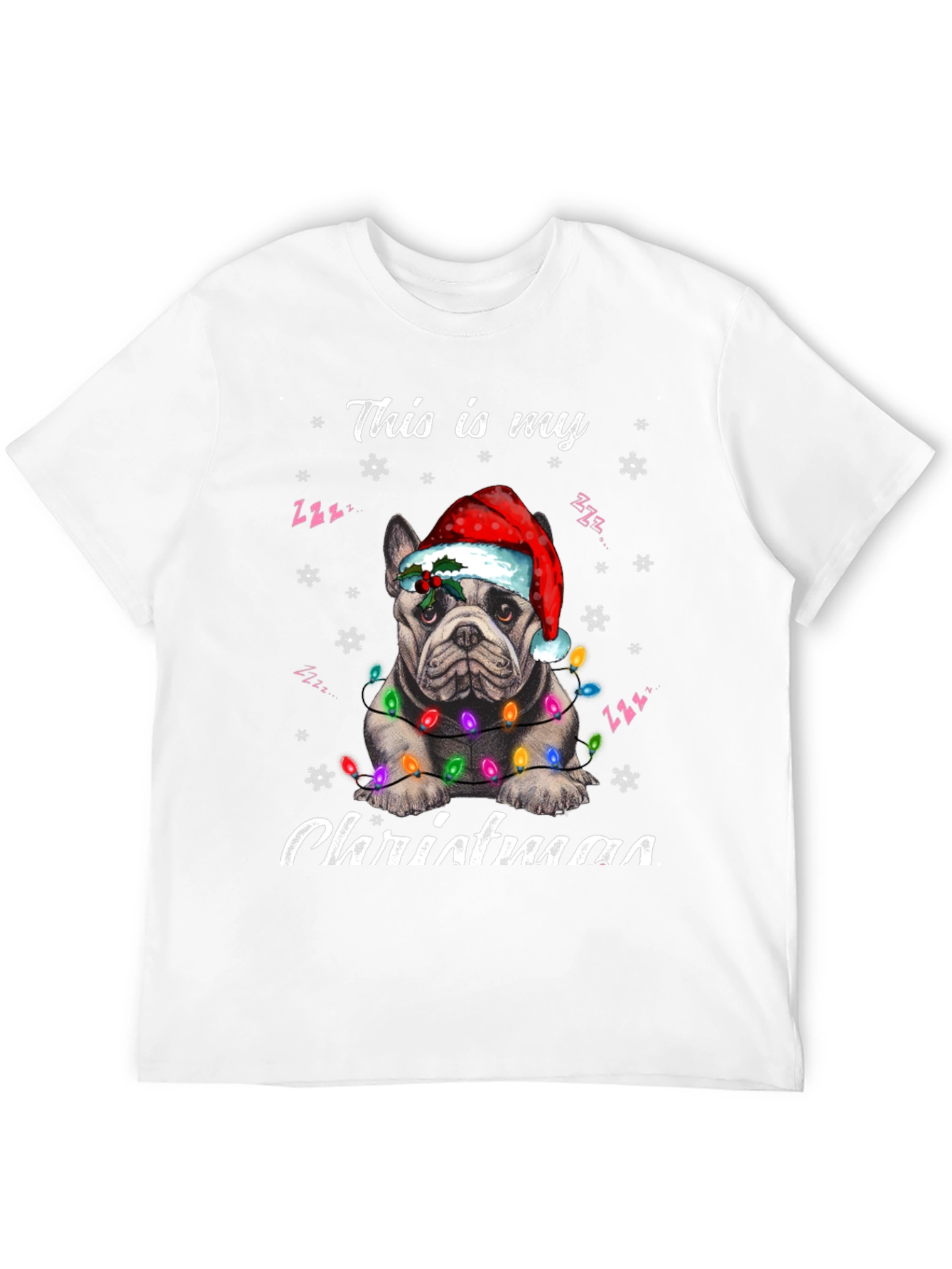 Dog Christmas T-Shirt with Santa Hat and Lights