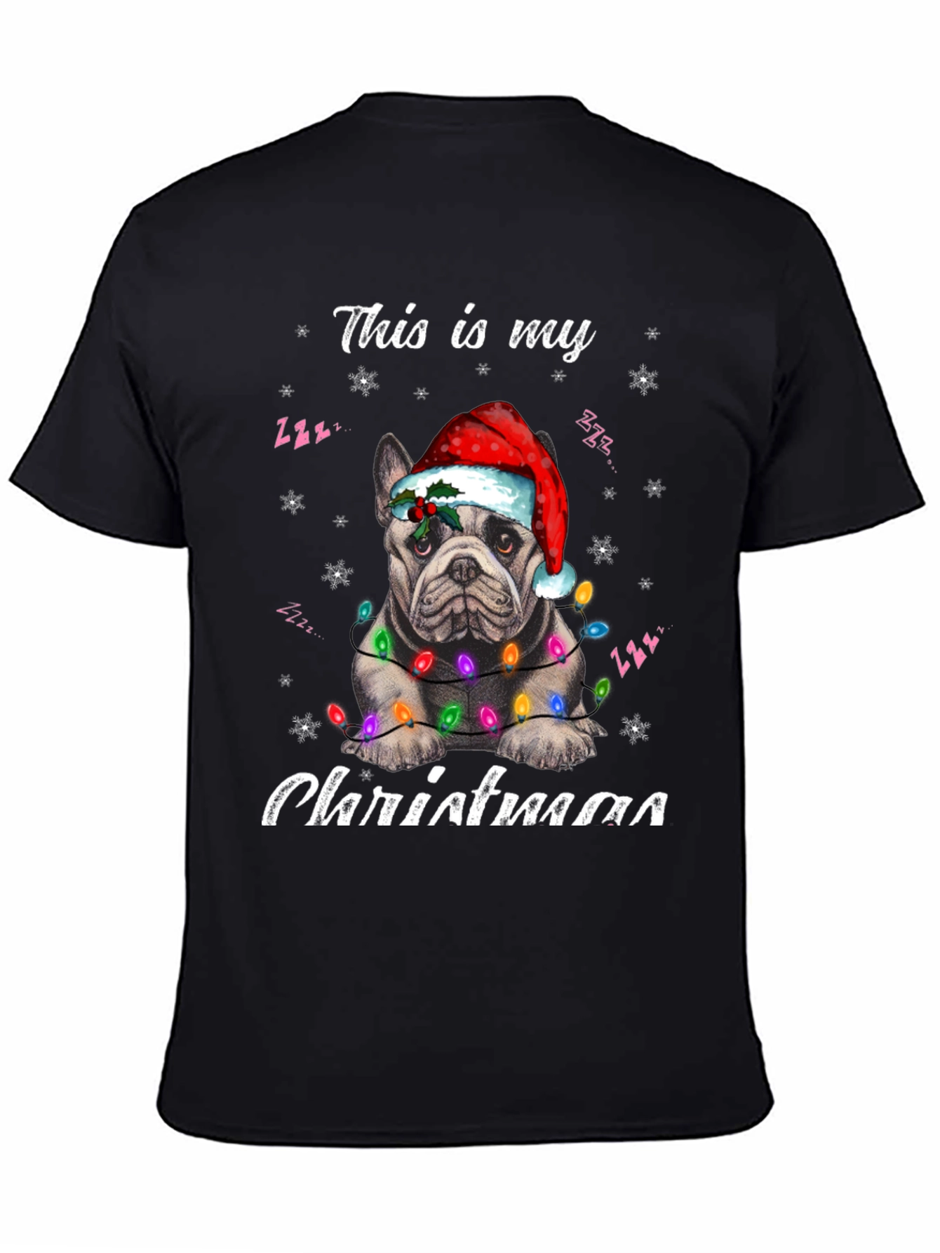 Dog Christmas T-Shirt with Santa Hat and Lights